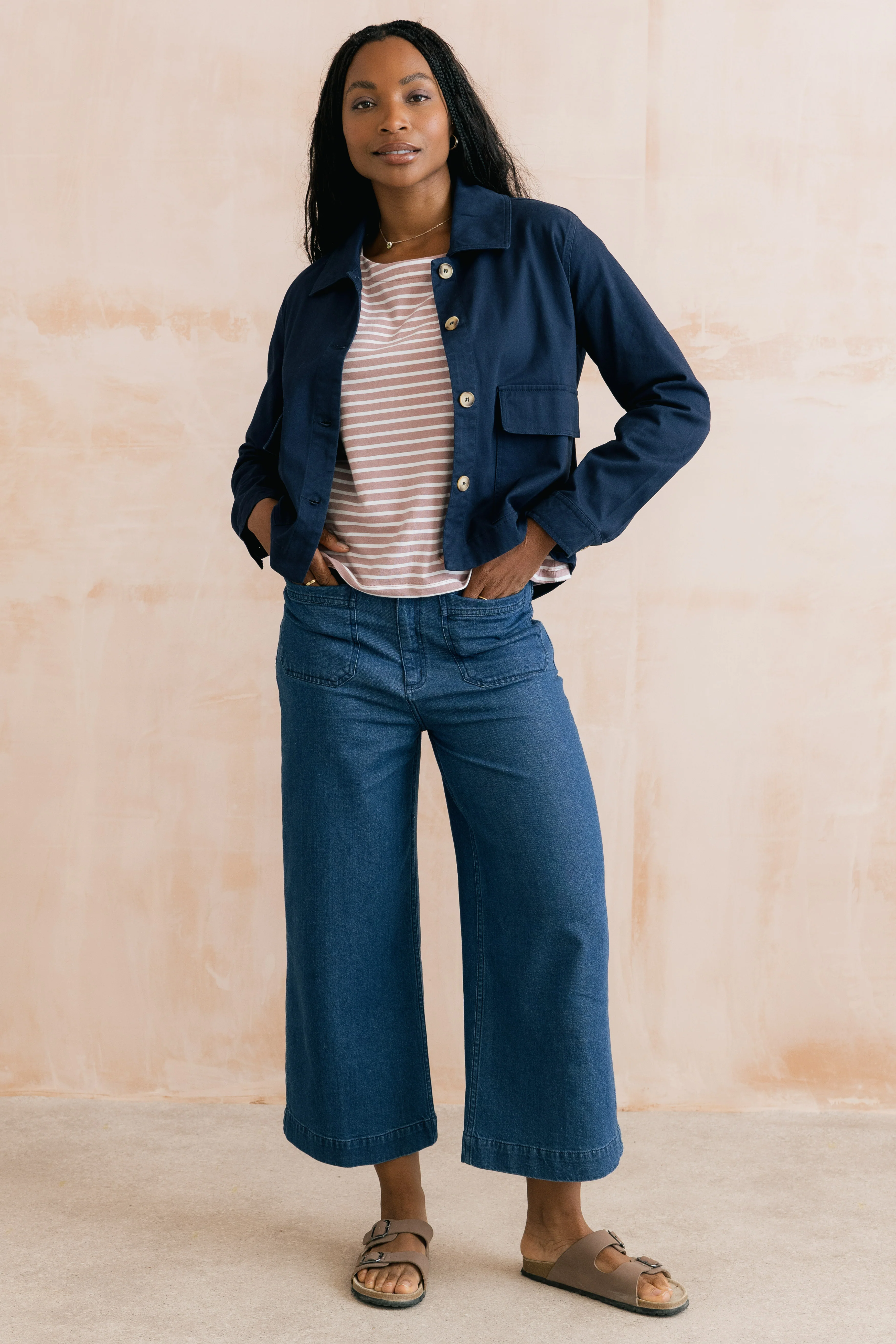 Effie Stretch Cotton Twill Jacket Navy - Image 2