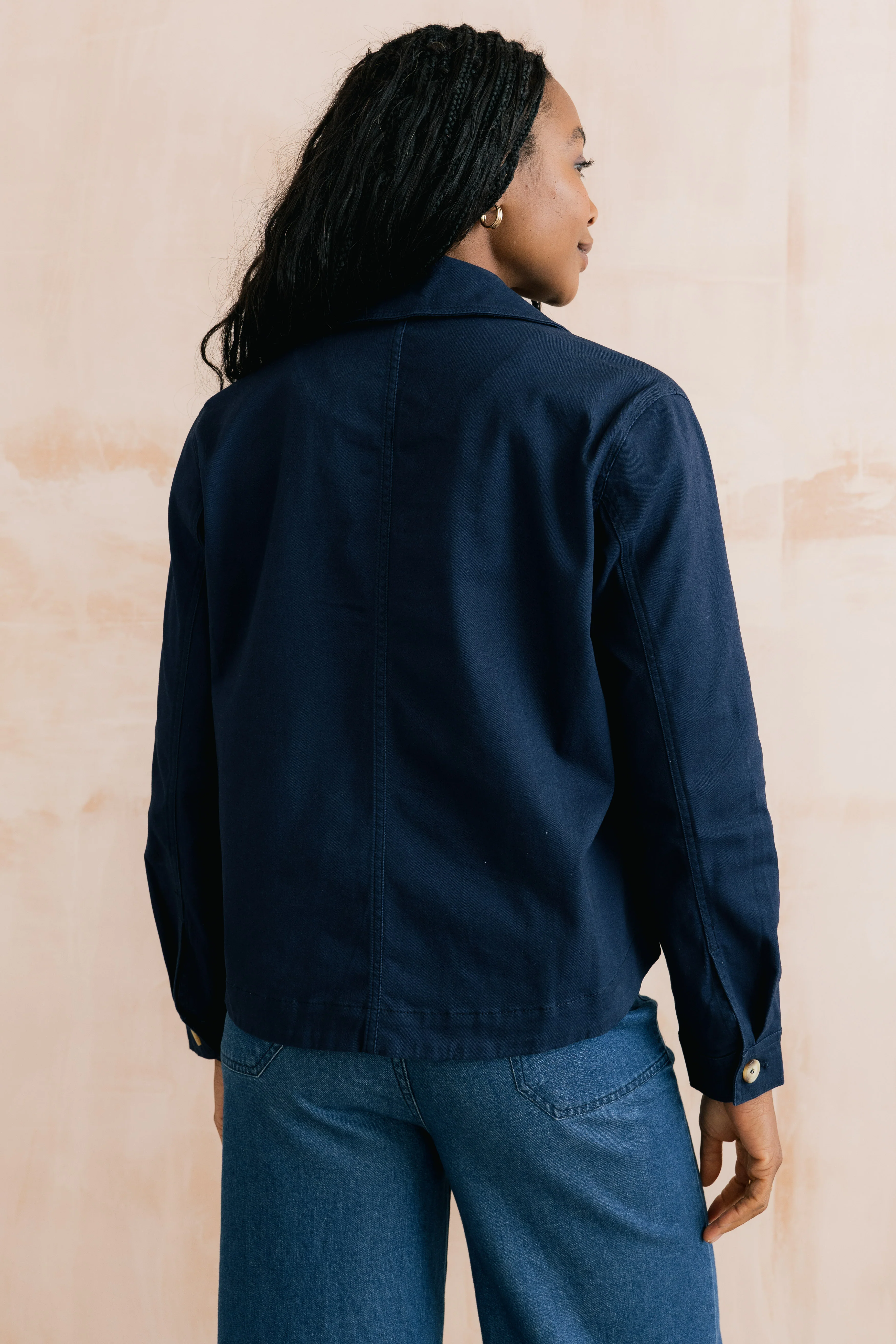 Effie Stretch Cotton Twill Jacket Navy - Image 4