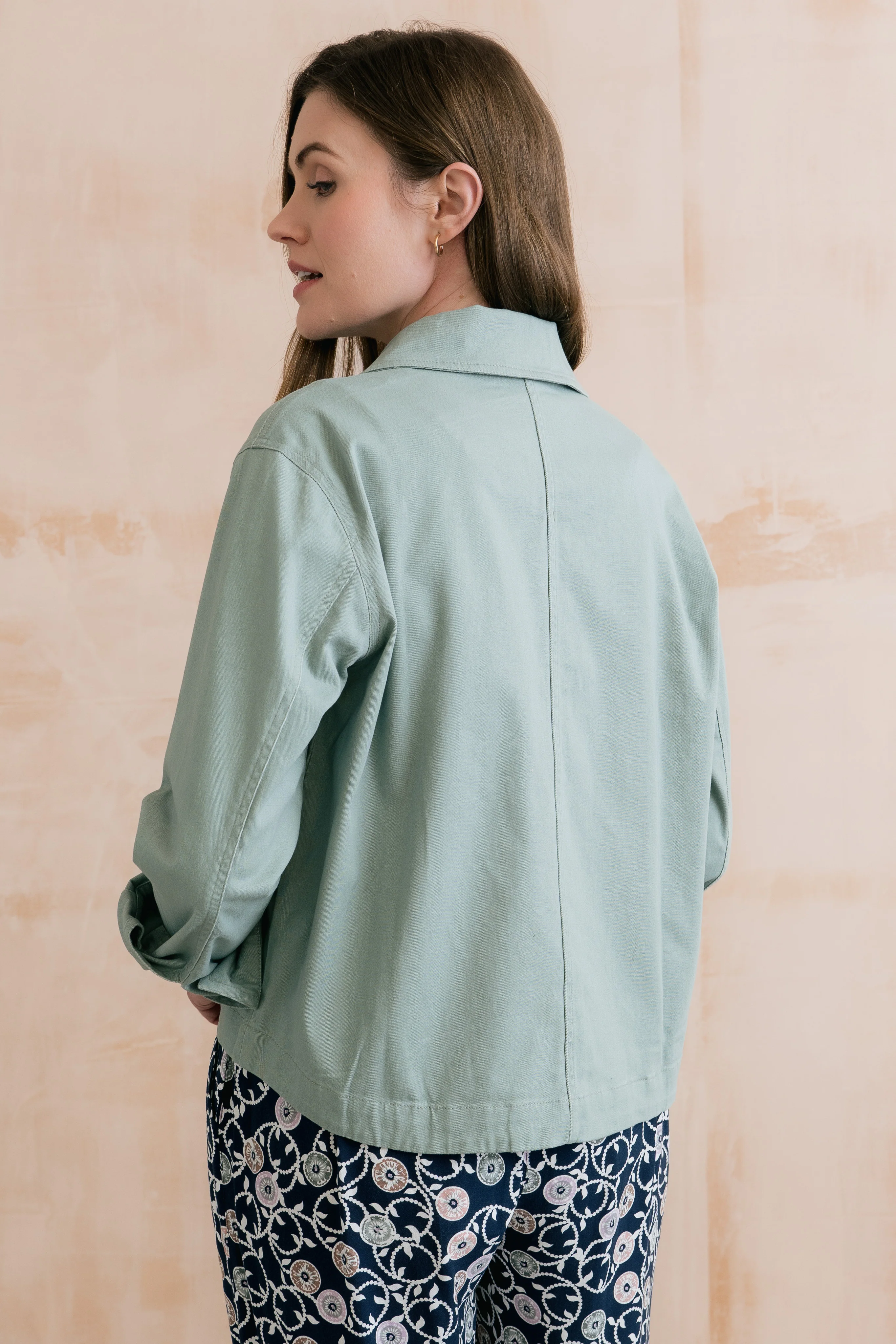 Effie Stretch Cotton Twill Jacket Silver Sage - Image 4