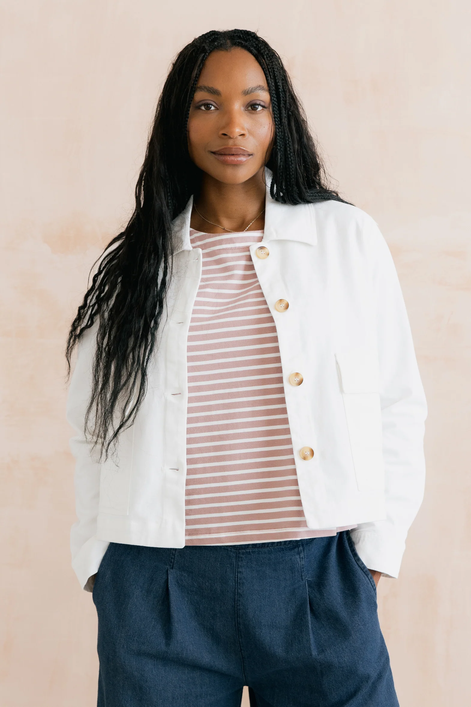 Effie Stretch Cotton Twill Jacket White - Image 2