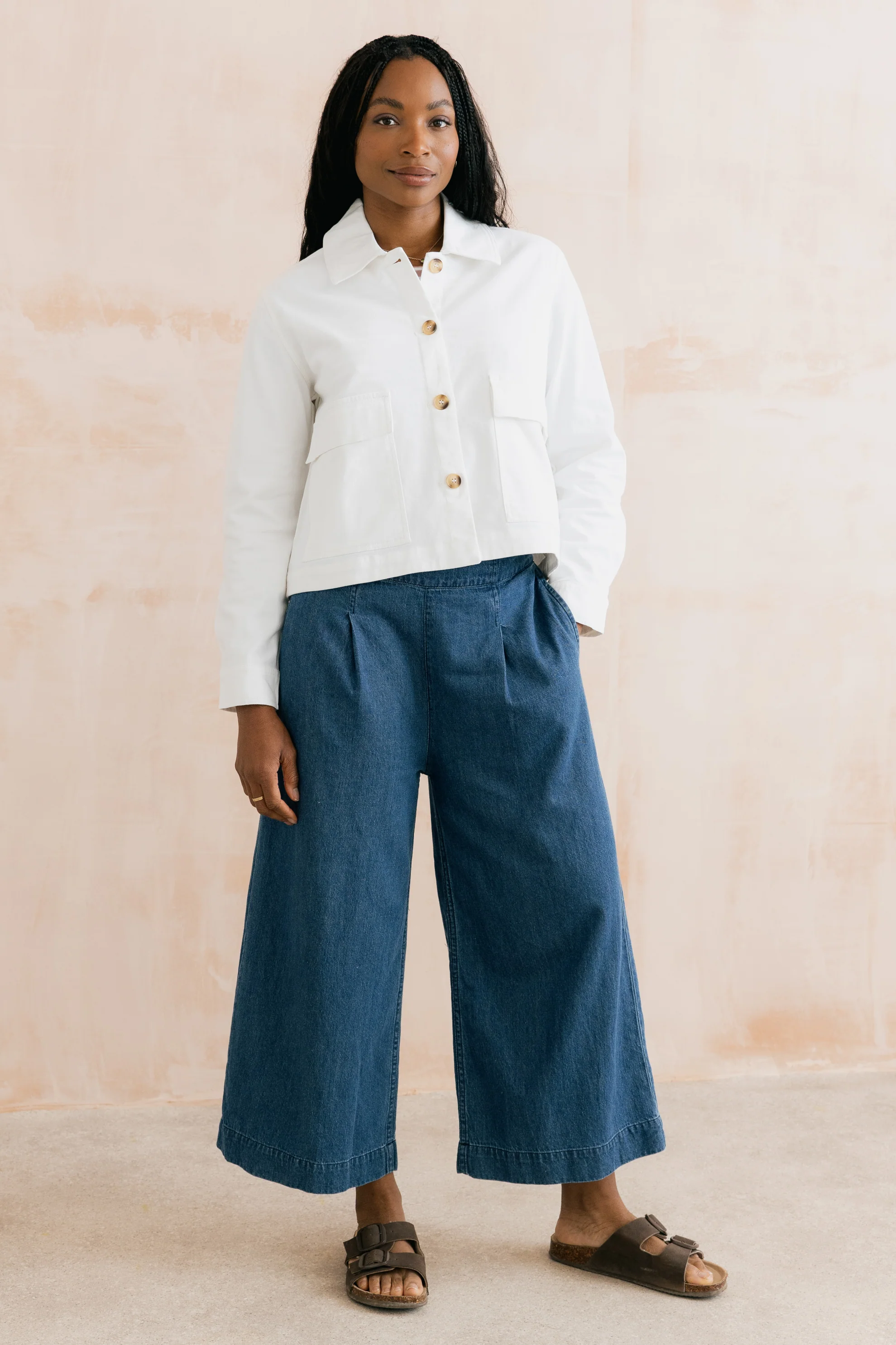 Effie Stretch Cotton Twill Jacket White - Image 3