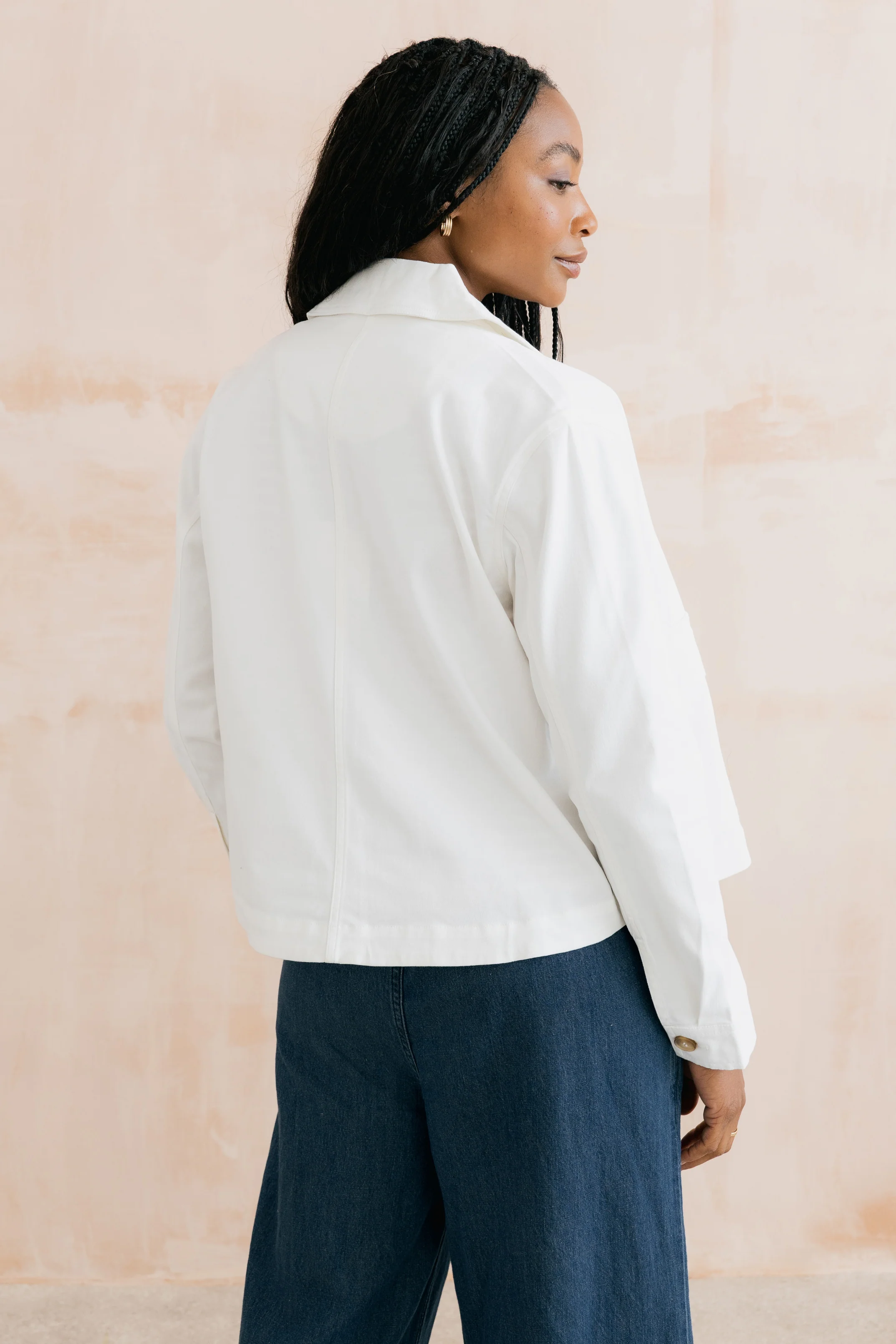 Effie Stretch Cotton Twill Jacket White - Image 4