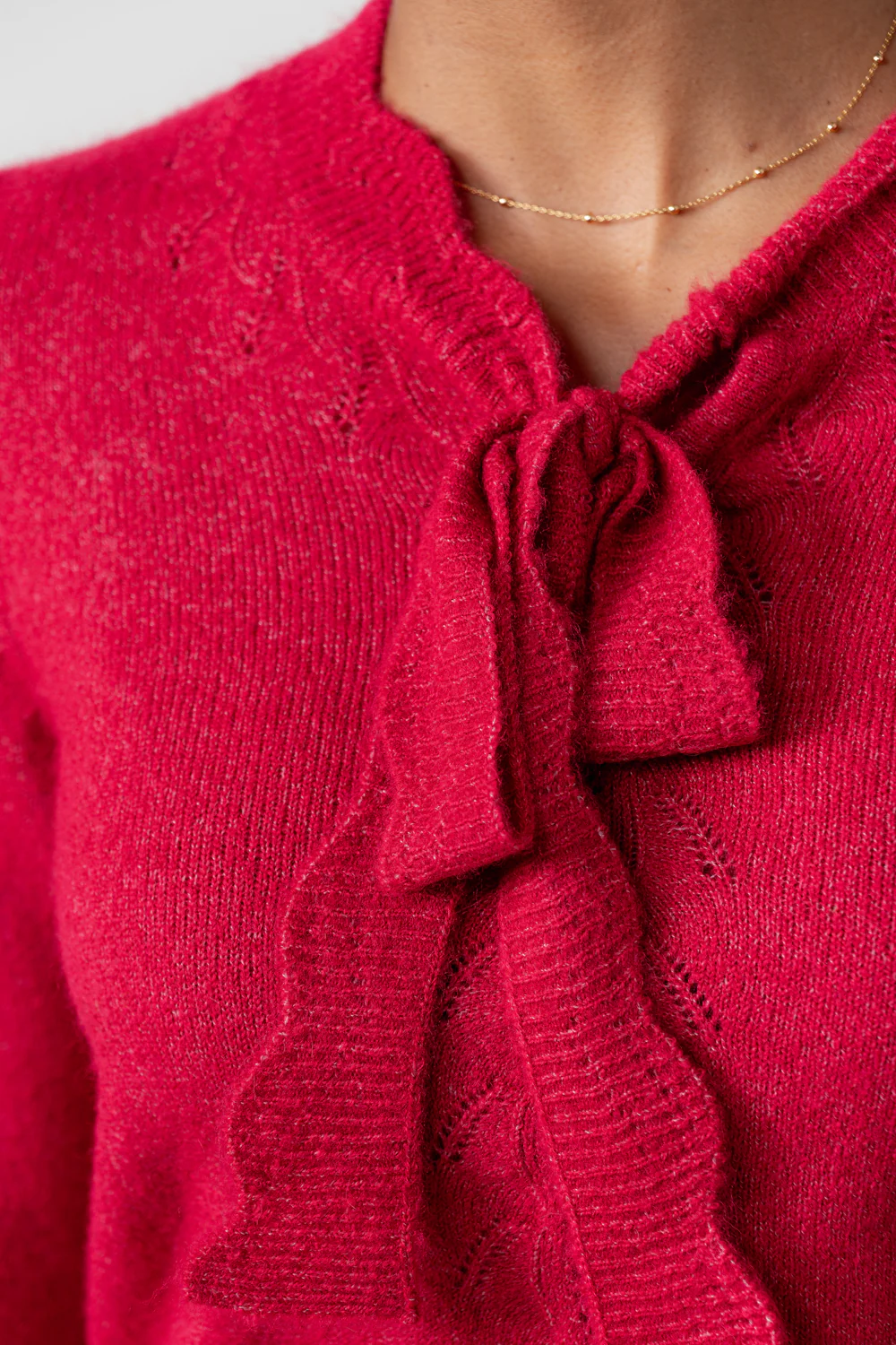 Elise Tie Neck Pointelle Jumper - Image 4
