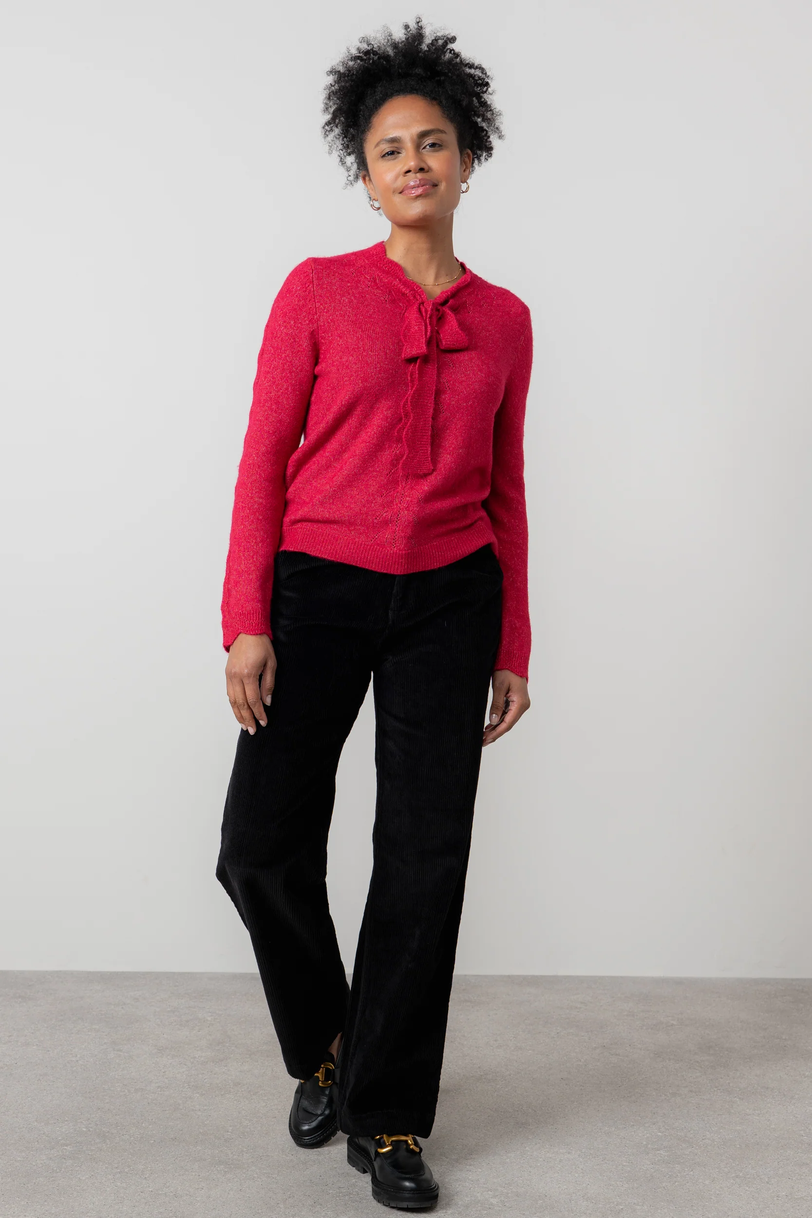 Elise Tie Neck Pointelle Jumper - Image 6
