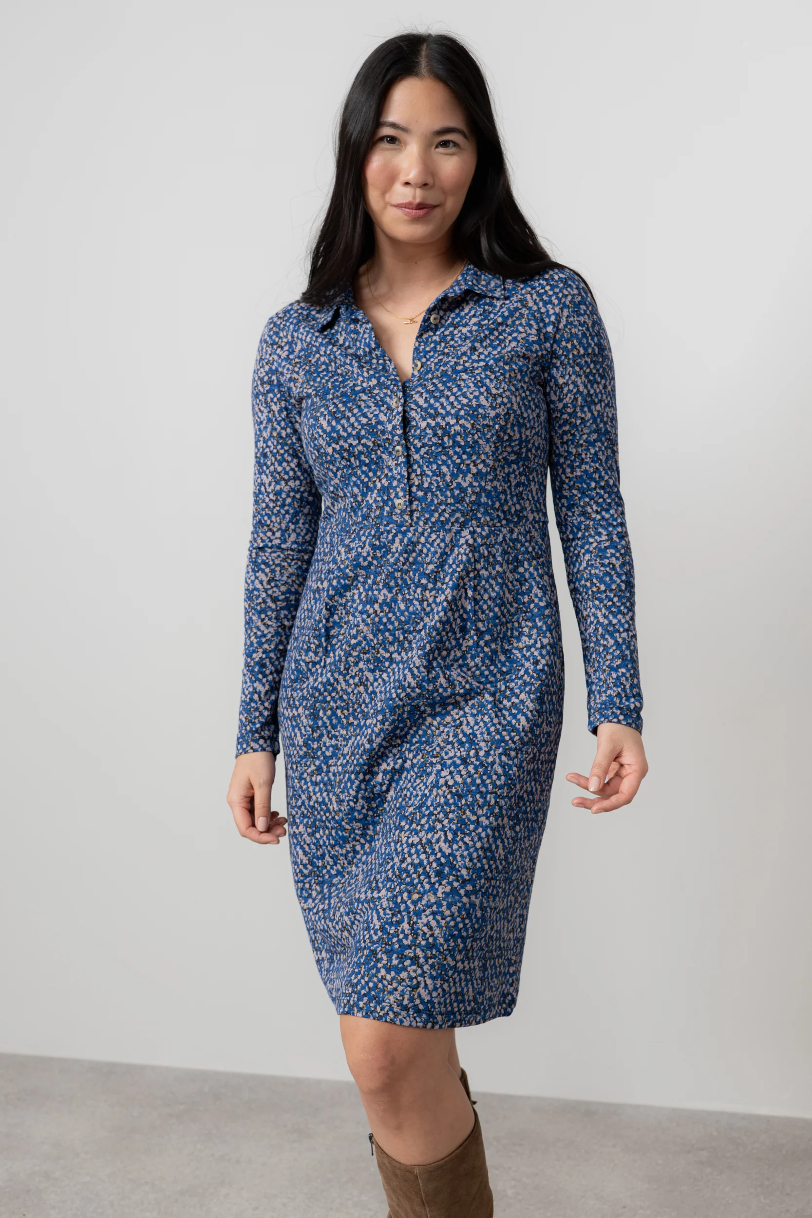 Elmore Organic Cotton Jersey Shirt Dress Cobalt