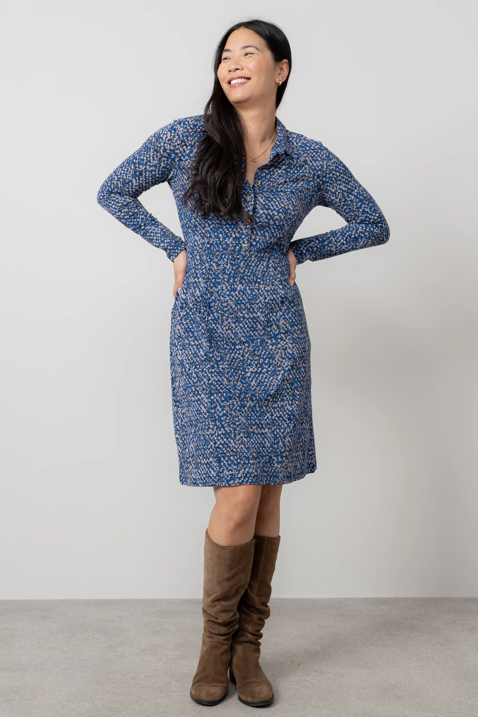 Elmore Organic Cotton Jersey Shirt Dress Cobalt - Image 2
