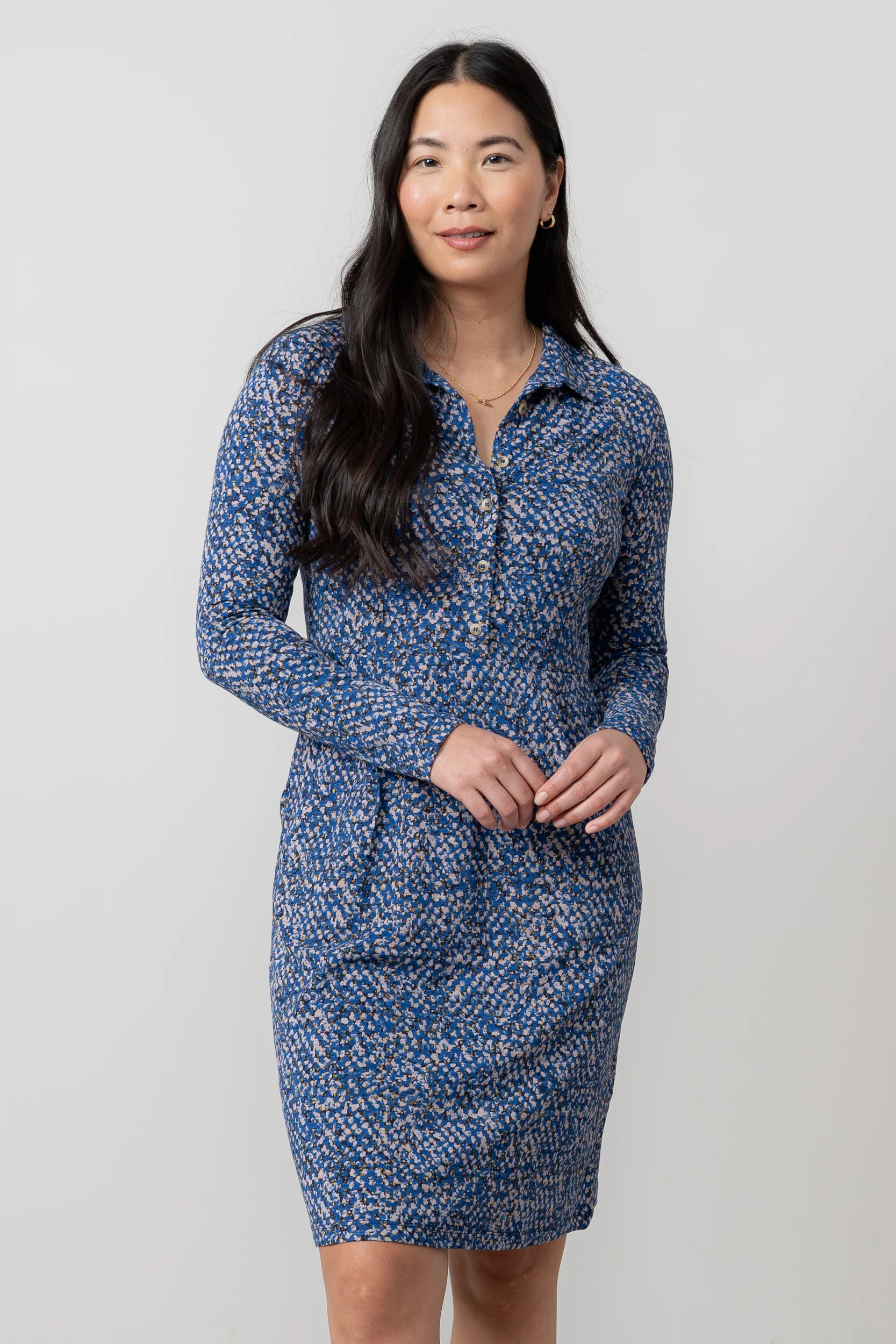 Elmore Organic Cotton Jersey Shirt Dress Cobalt - Image 4