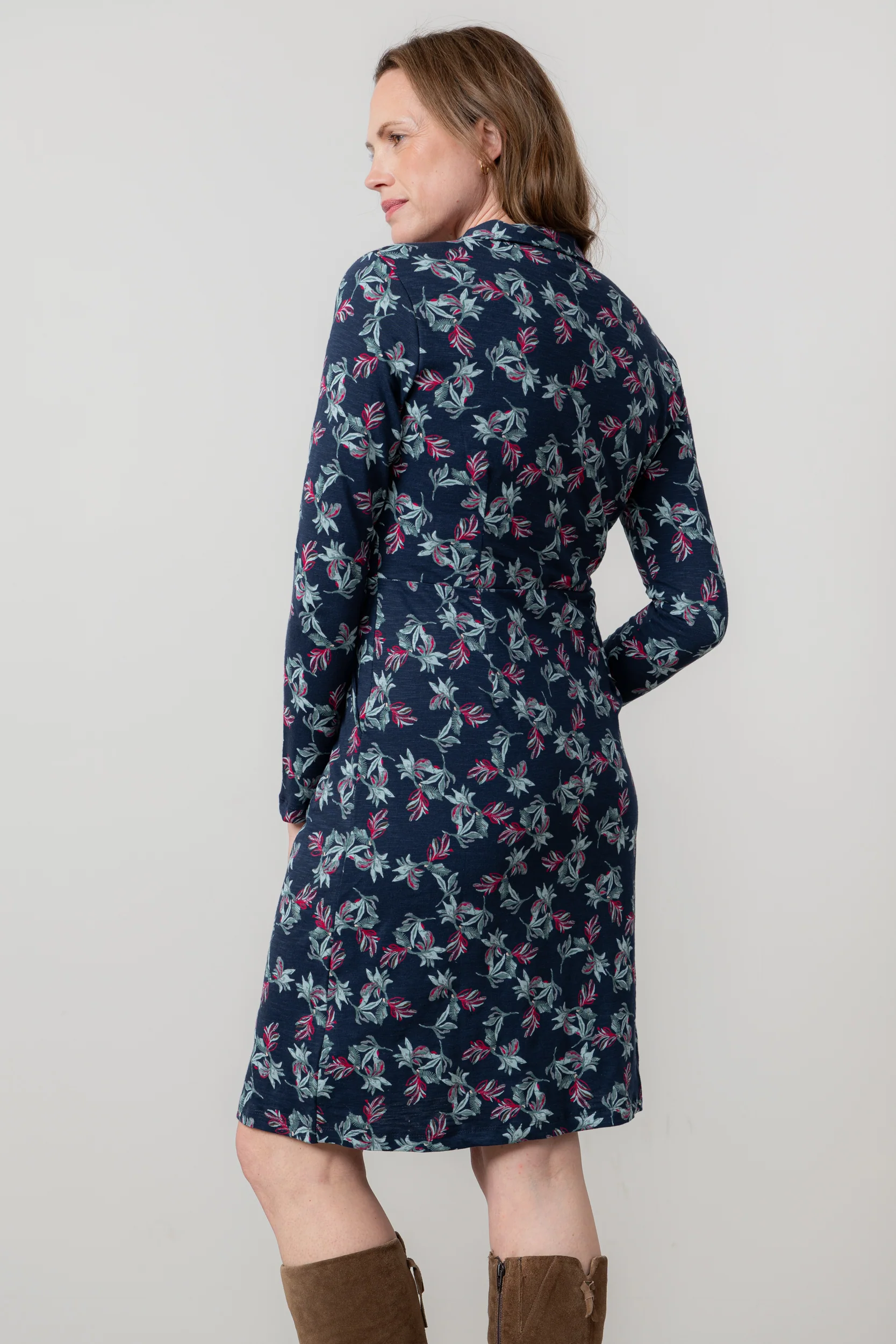 Elmore Organic Cotton Jersey Shirt Dress Navy - Image 4