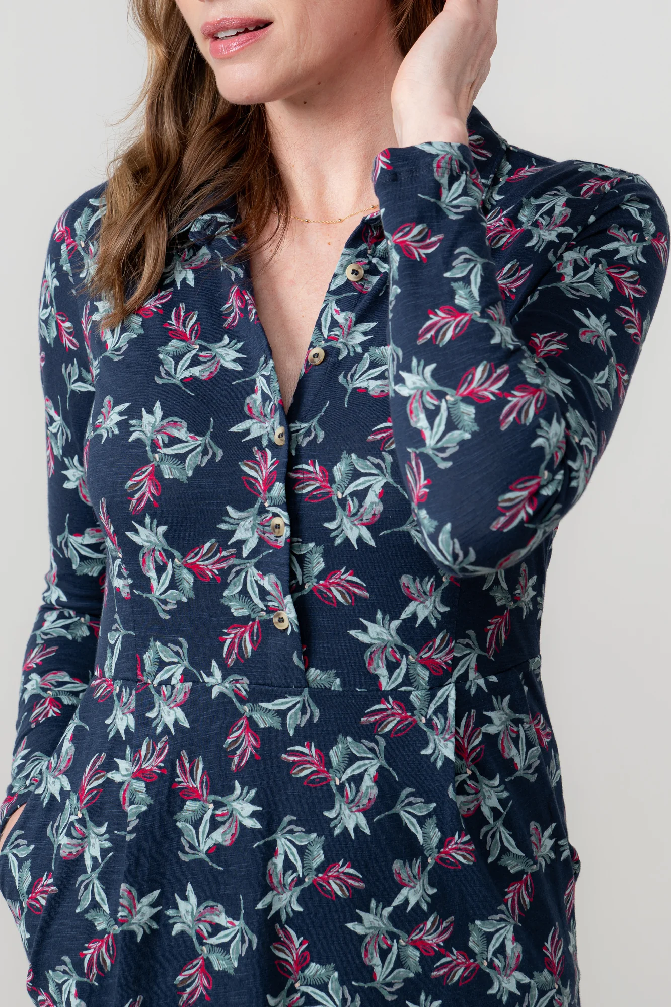 Elmore Organic Cotton Jersey Shirt Dress Navy - Image 5