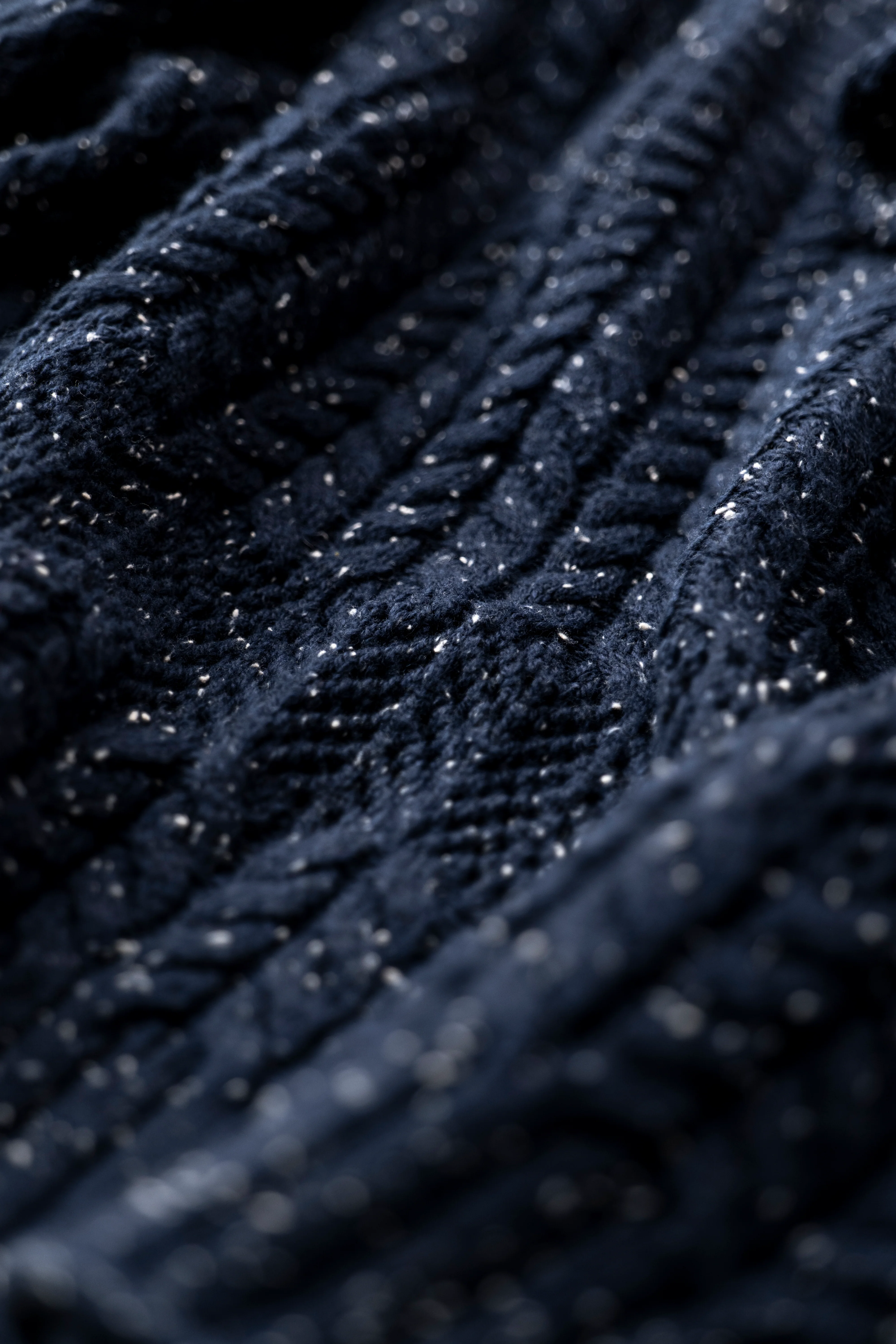 Elspeth Cable Knit High Neck Jumper Navy - Image 3