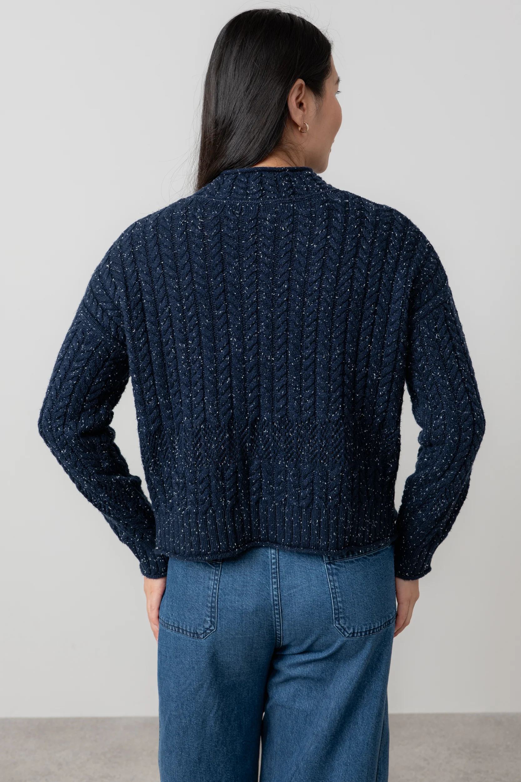 Elspeth Cable Knit High Neck Jumper Navy - Image 7