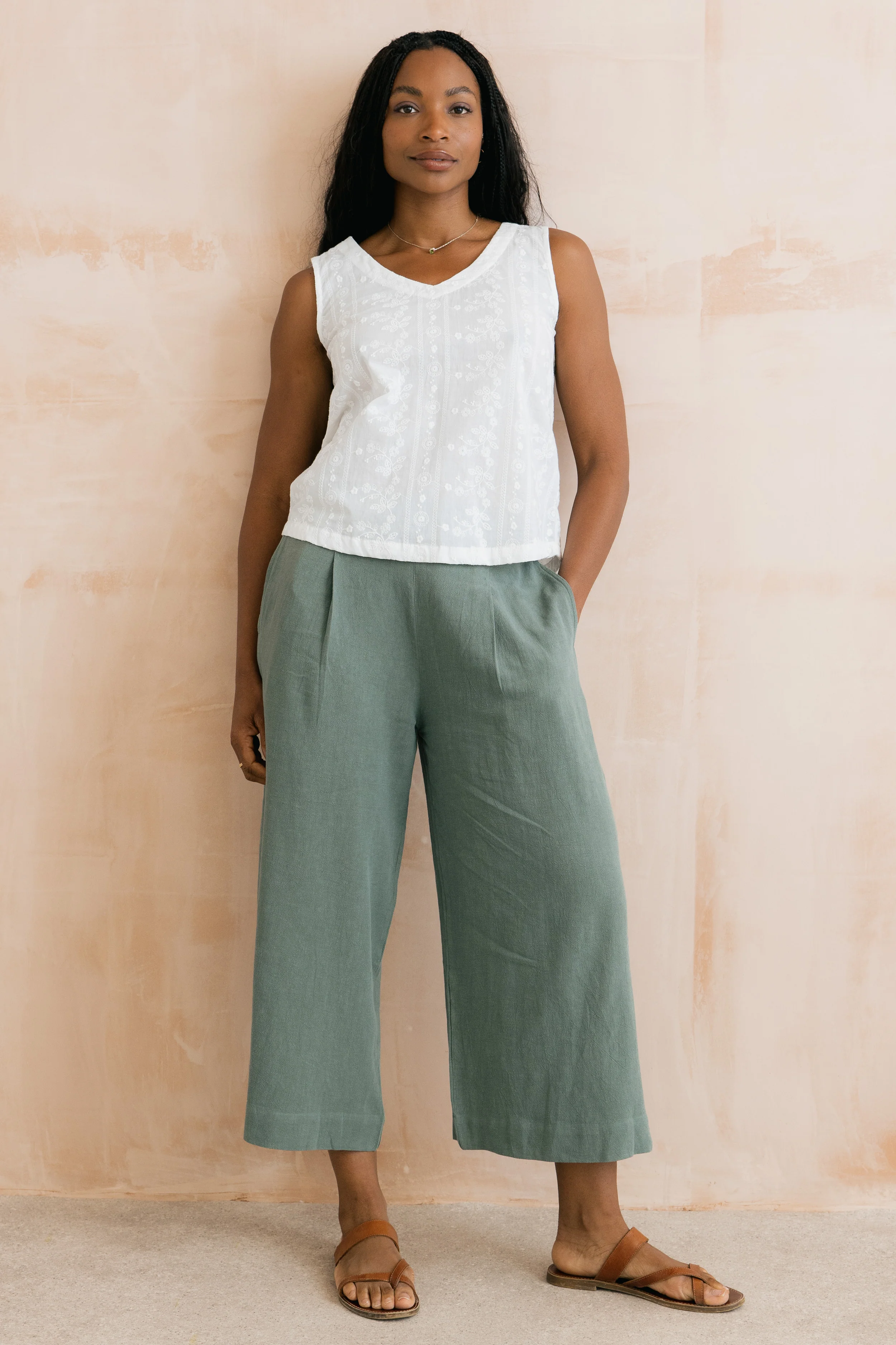 Embroidered Cotton Alicia Vest White - Image 4