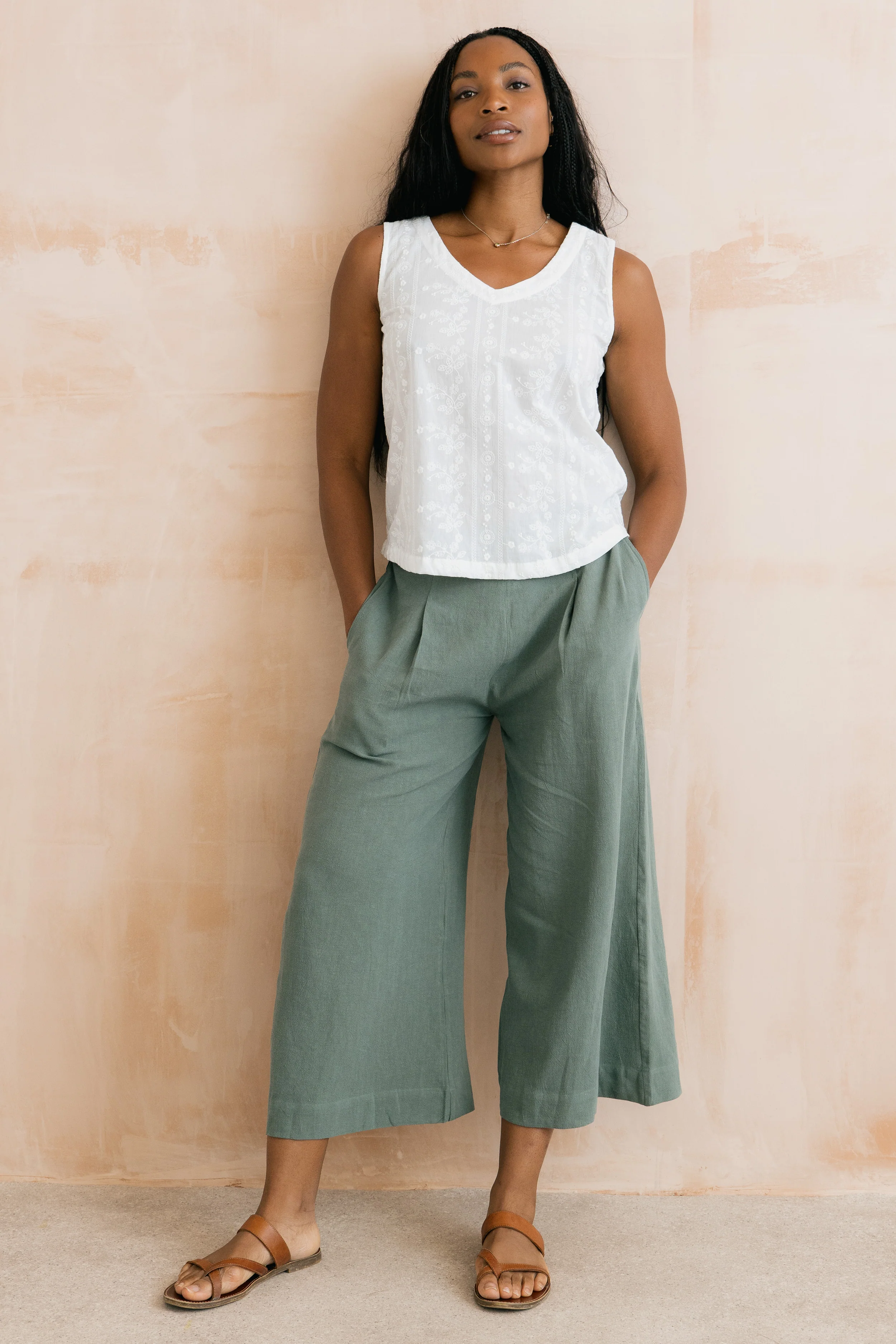 Embroidered Cotton Alicia Vest White - Image 7