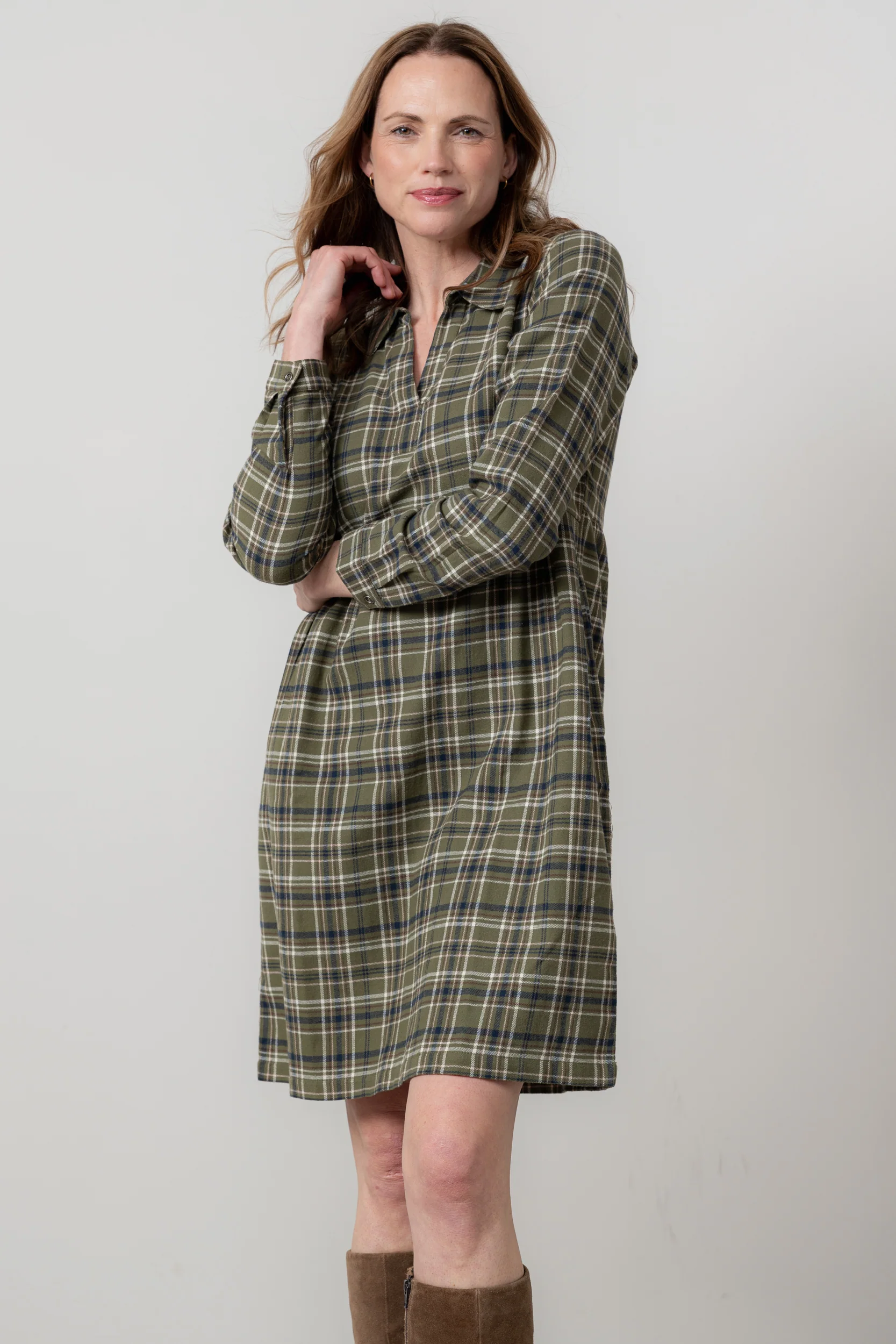 Emma Organic Brushed Cotton Shift Dress Multi - Image 3