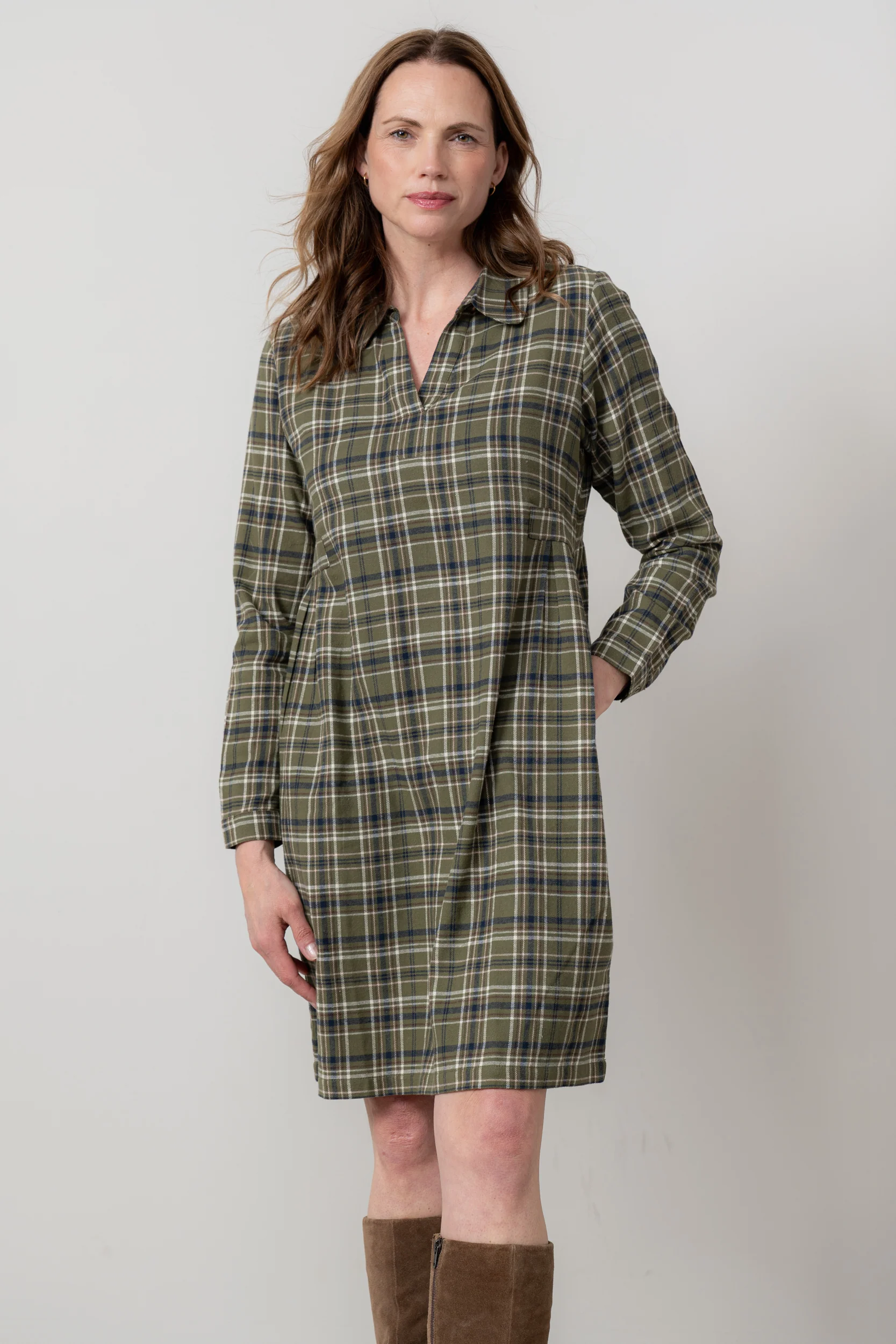 Emma Organic Brushed Cotton Shift Dress Multi - Image 5