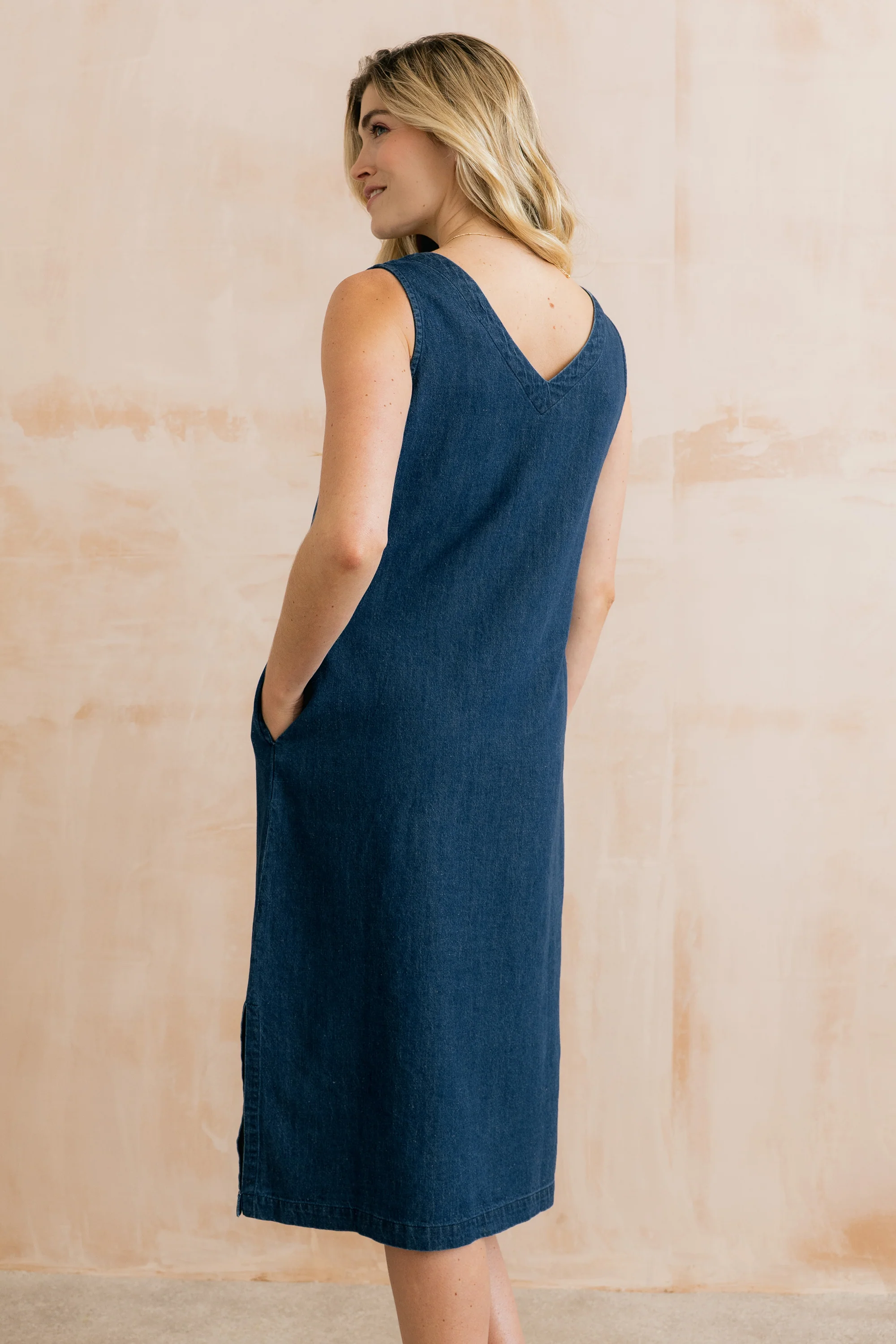 Erica Button Through Denim Midi Dress - Image 4
