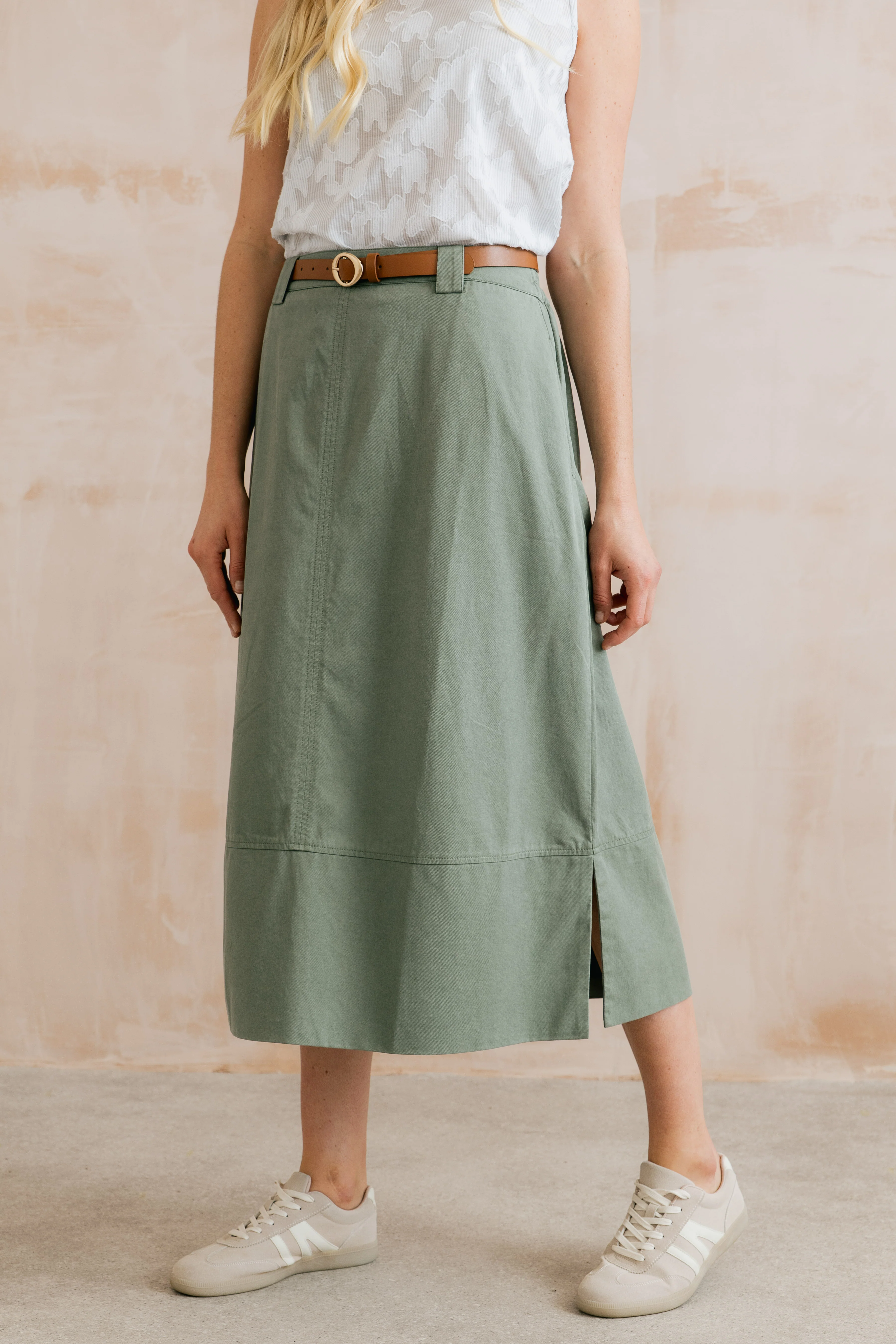 Estuary Midi Skirt Laurel Green