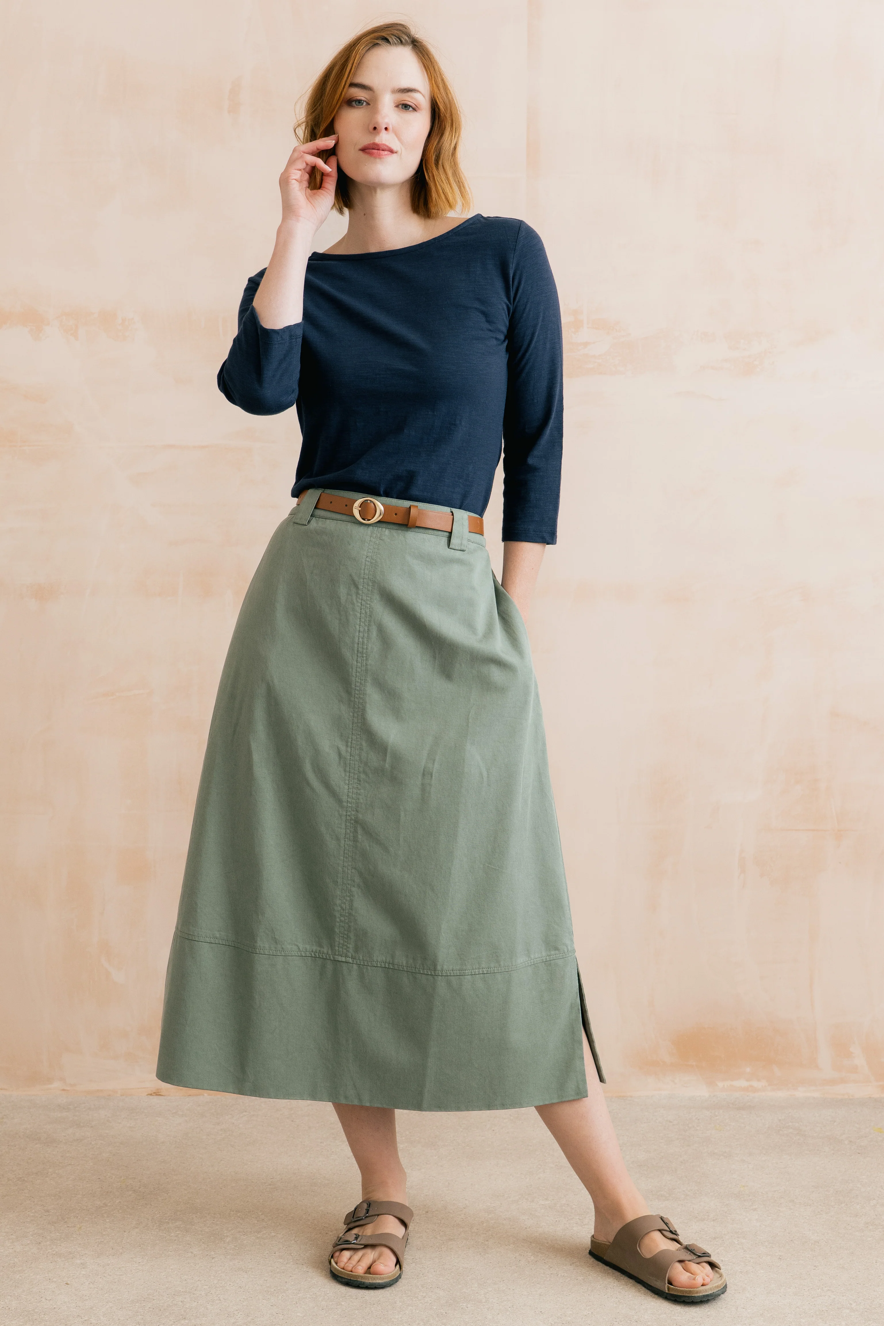 Estuary Midi Skirt Laurel Green - Image 7