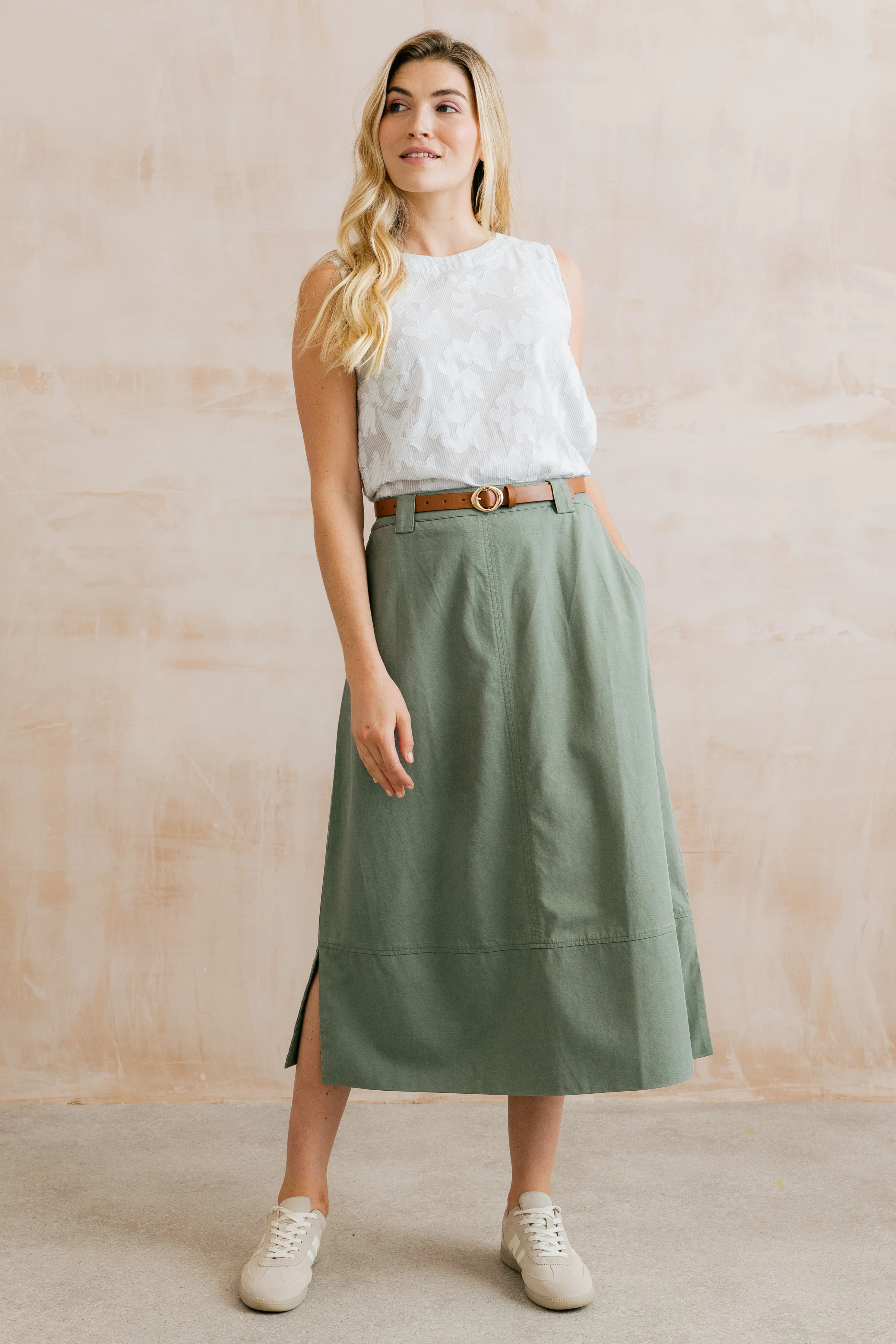 Estuary Midi Skirt Laurel Green - Image 8