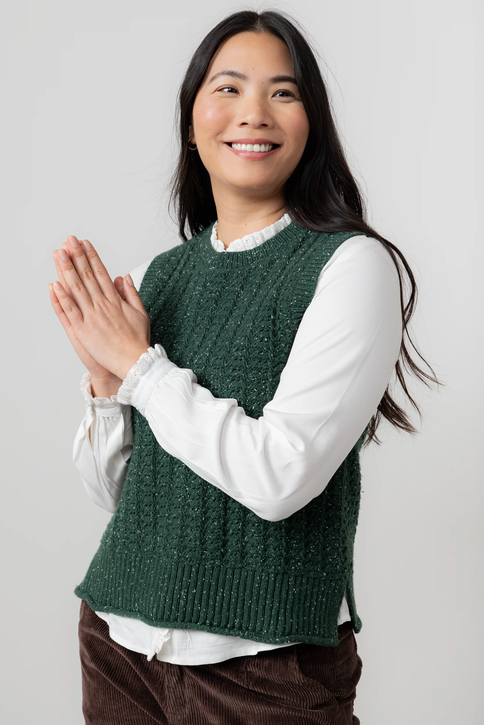 Eva Cable Knit Tank Top Pine Green - Image 2