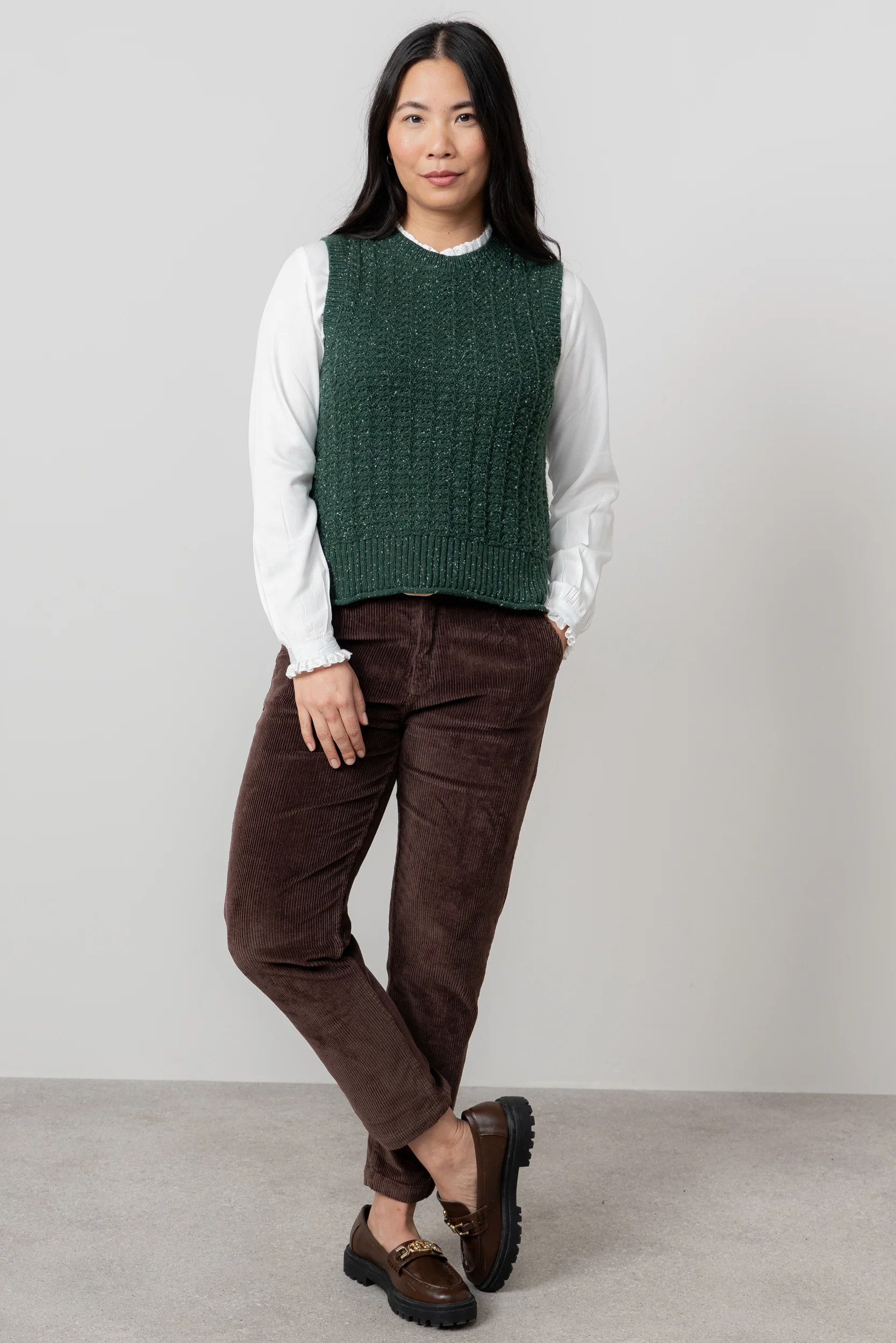 Eva Cable Knit Tank Top Pine Green - Image 3