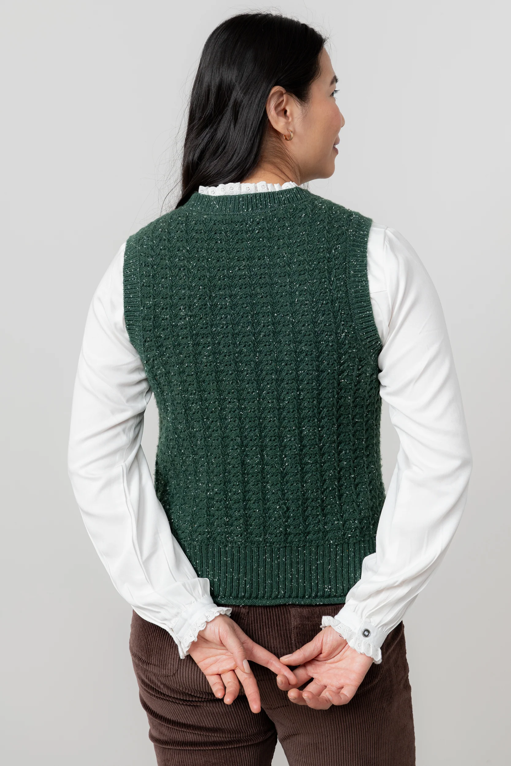 Eva Cable Knit Tank Top Pine Green - Image 4