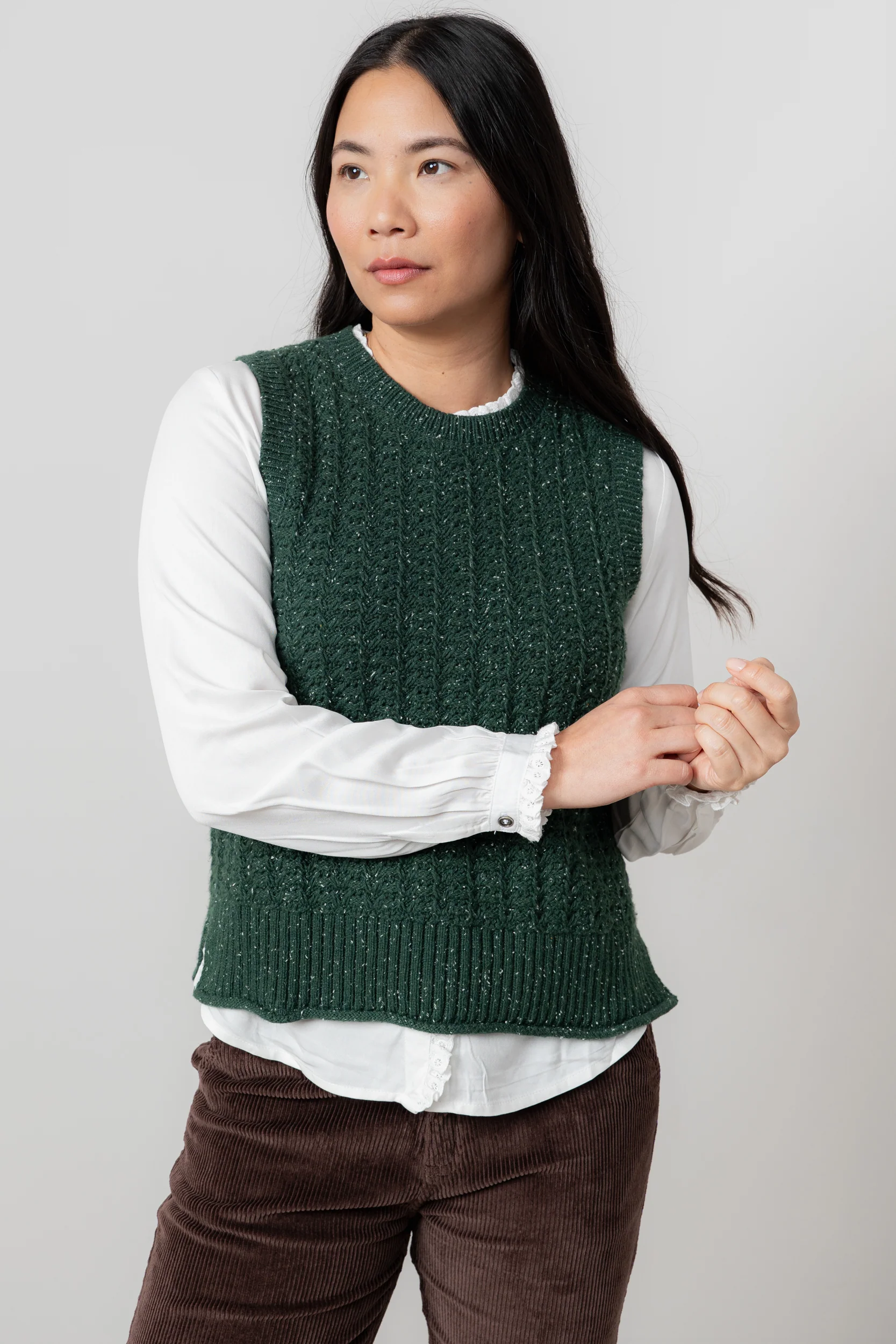 Eva Cable Knit Tank Top Pine Green - Image 5