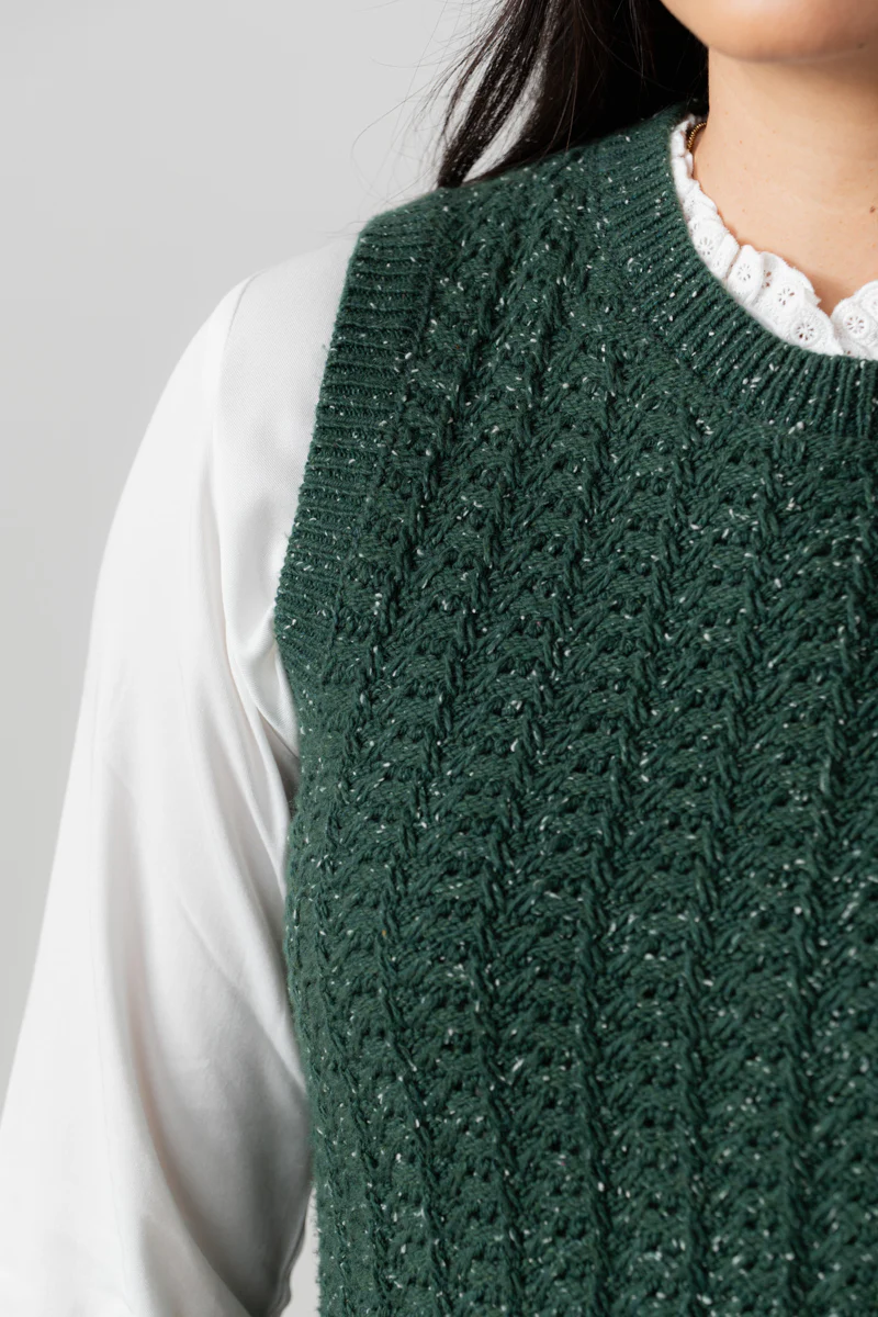 Eva Cable Knit Tank Top Pine Green - Image 6