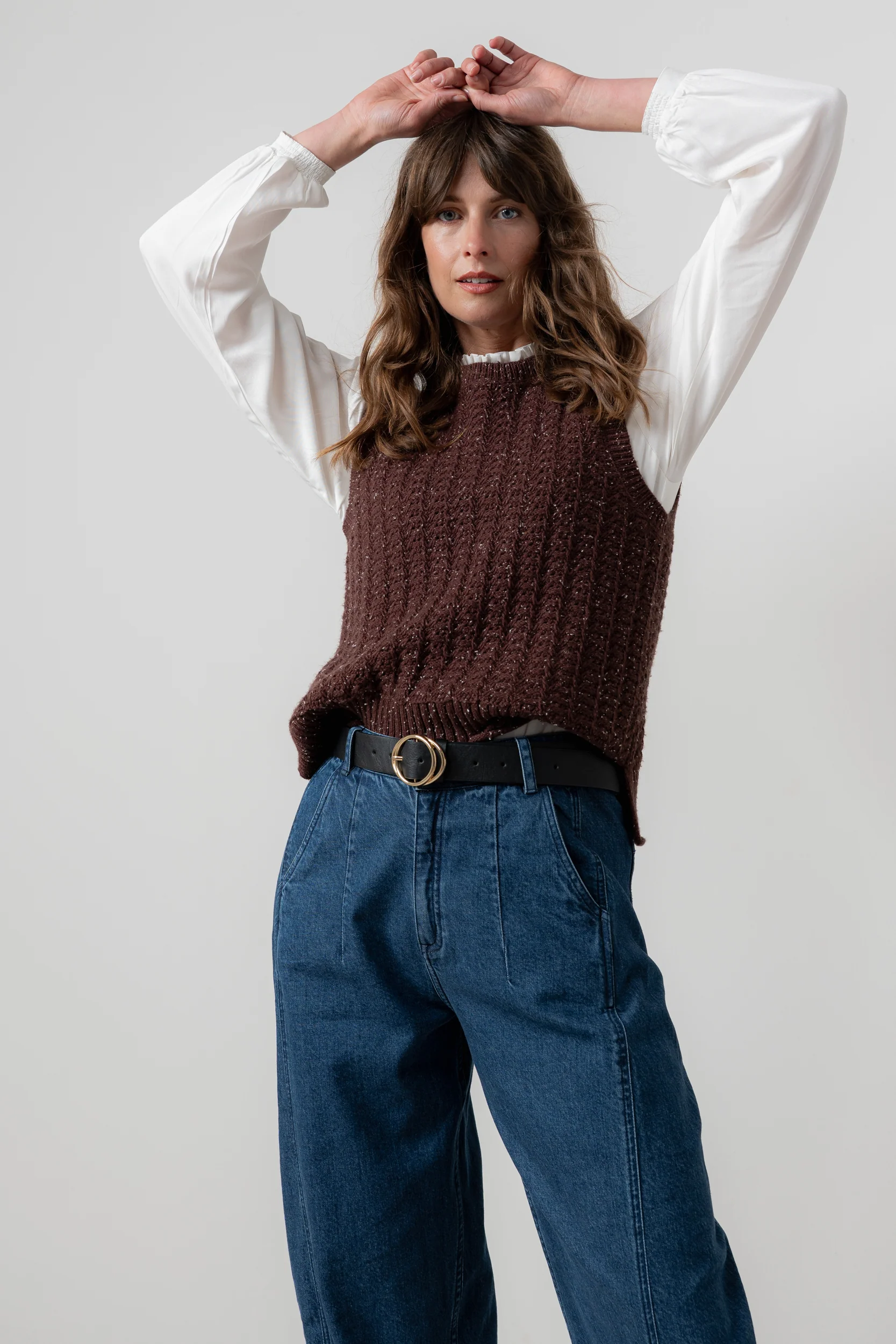 Eva Cotton Knit Tank Top Chocolate - Image 2