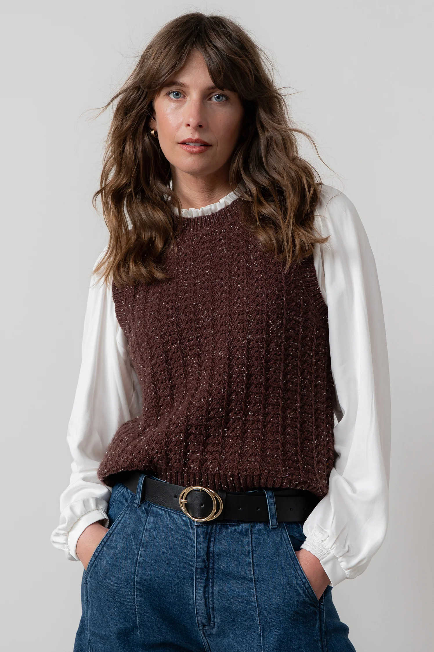 Eva Cotton Knit Tank Top Chocolate - Image 3