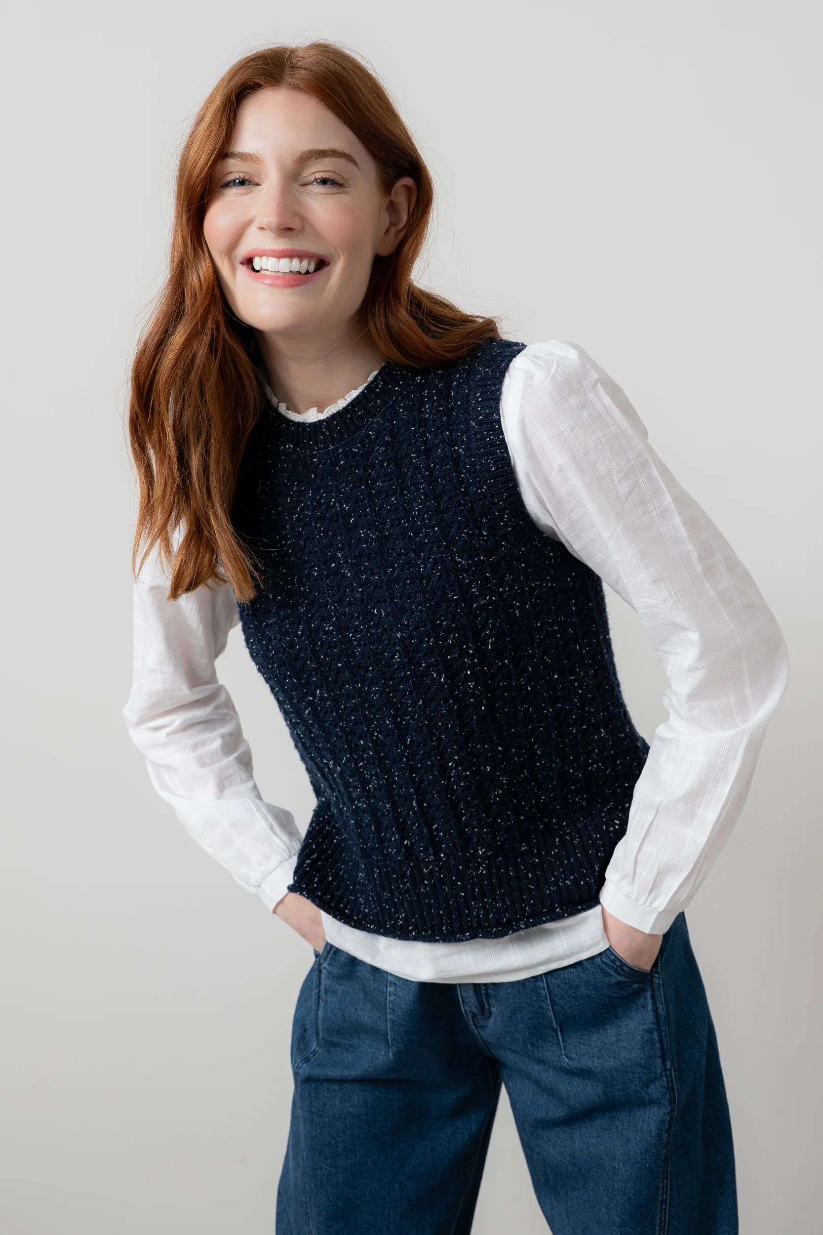Eva Cotton Knit Tank Top Navy