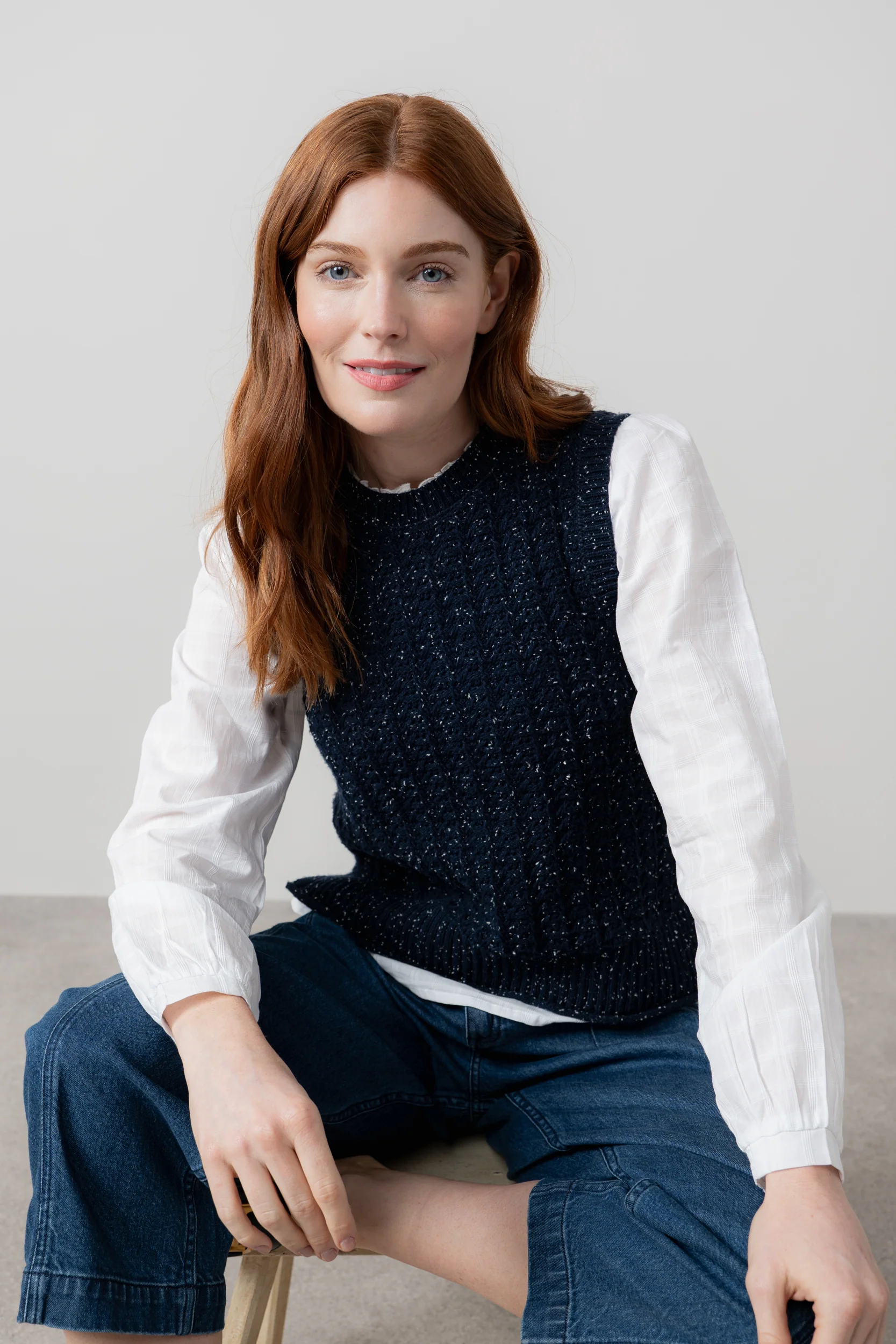 Eva Cotton Knit Tank Top Navy - Image 2