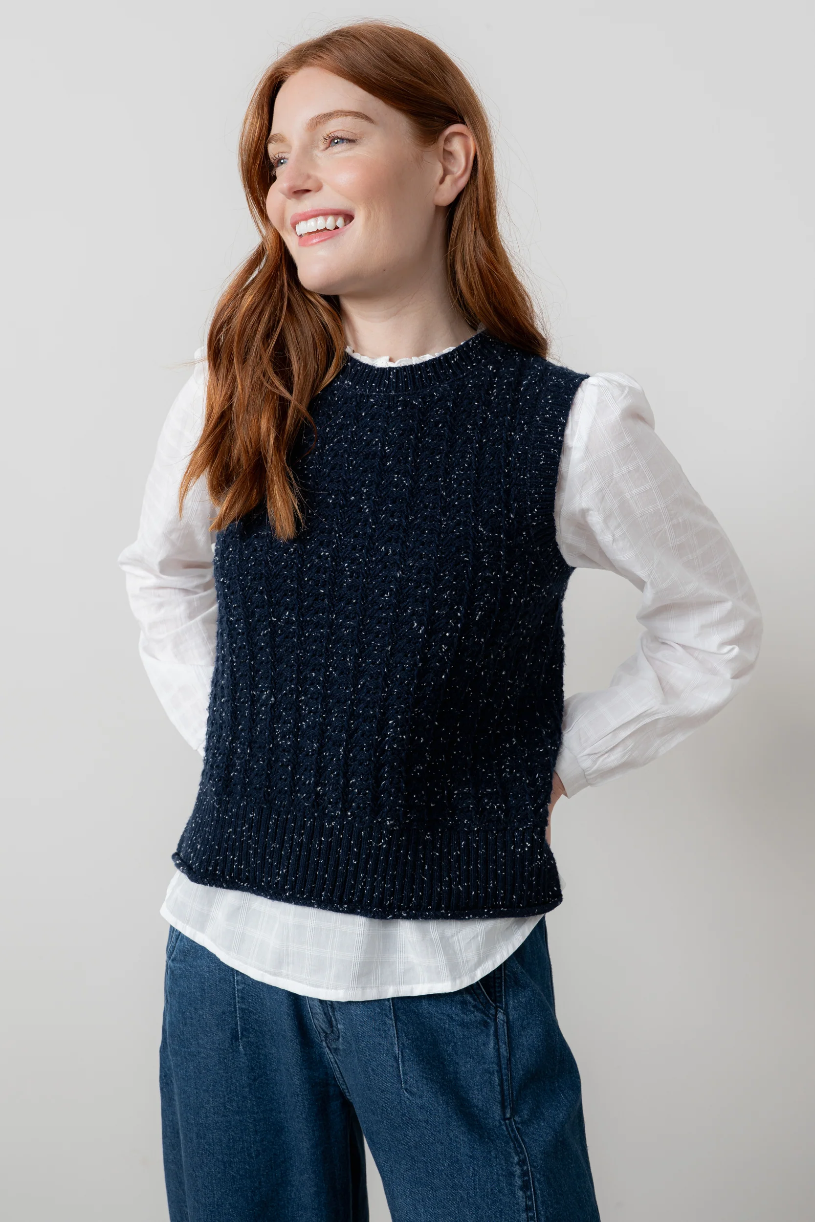 Eva Cotton Knit Tank Top Navy - Image 3