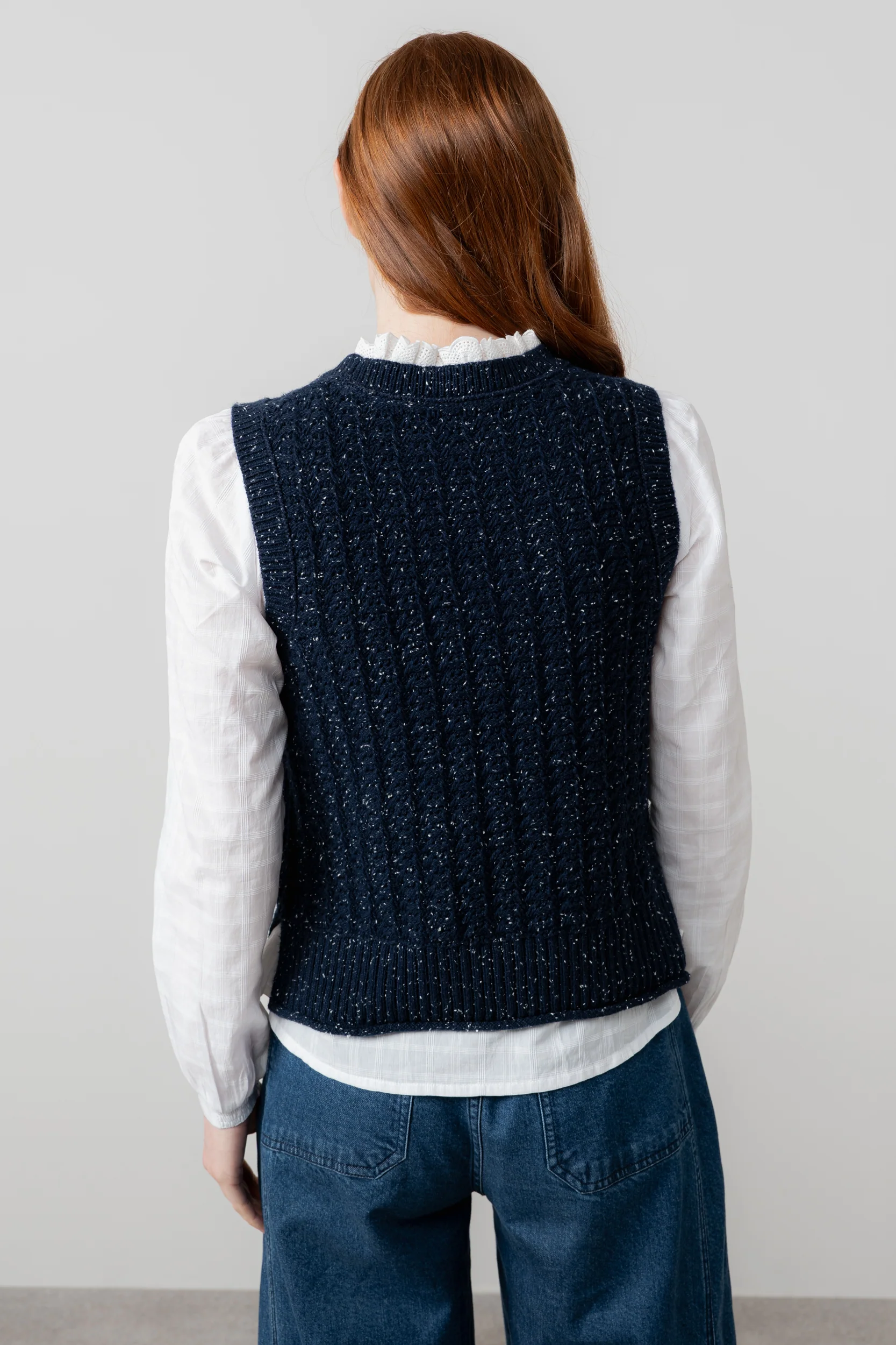 Eva Cotton Knit Tank Top Navy - Image 4