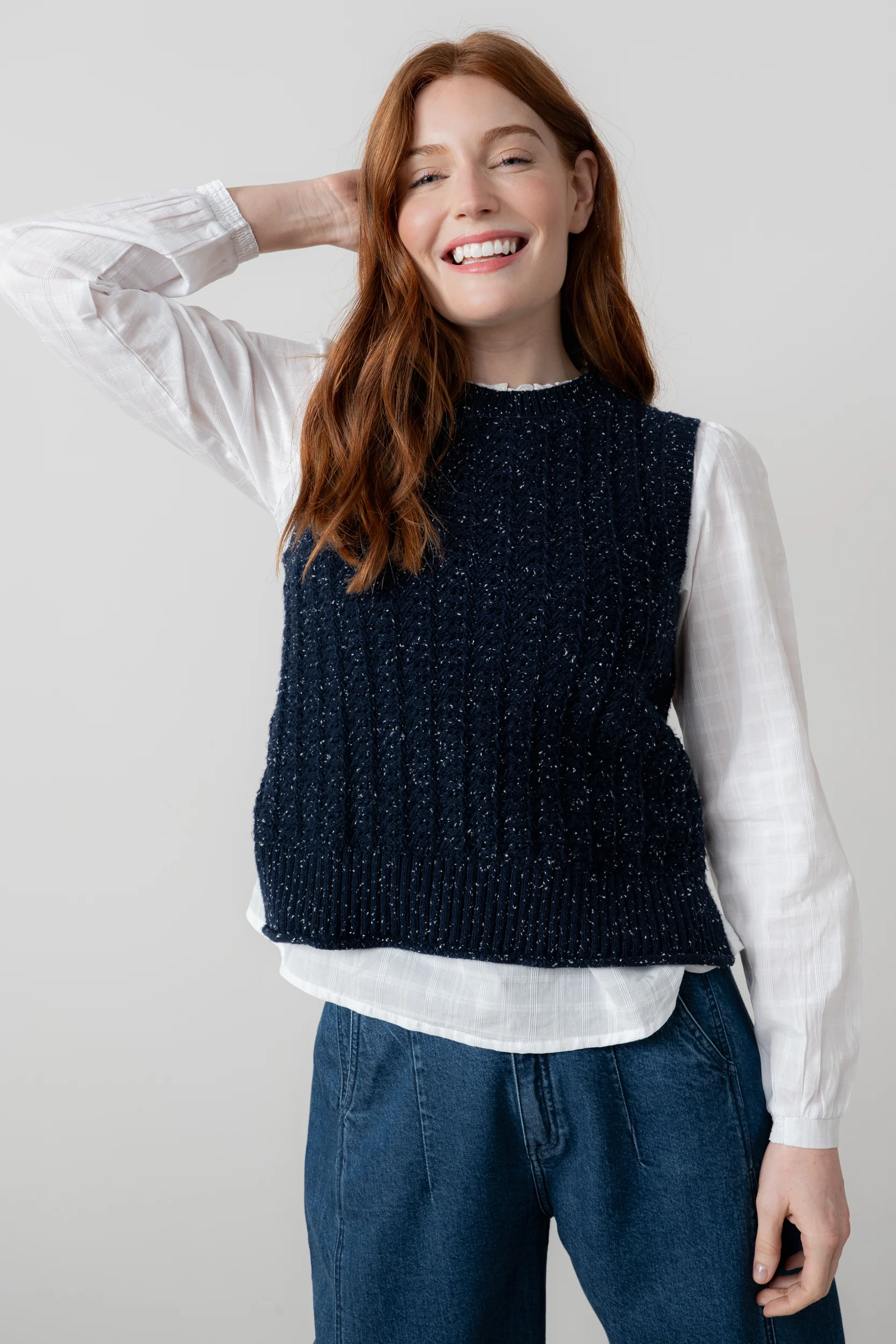 Eva Cotton Knit Tank Top Navy - Image 5