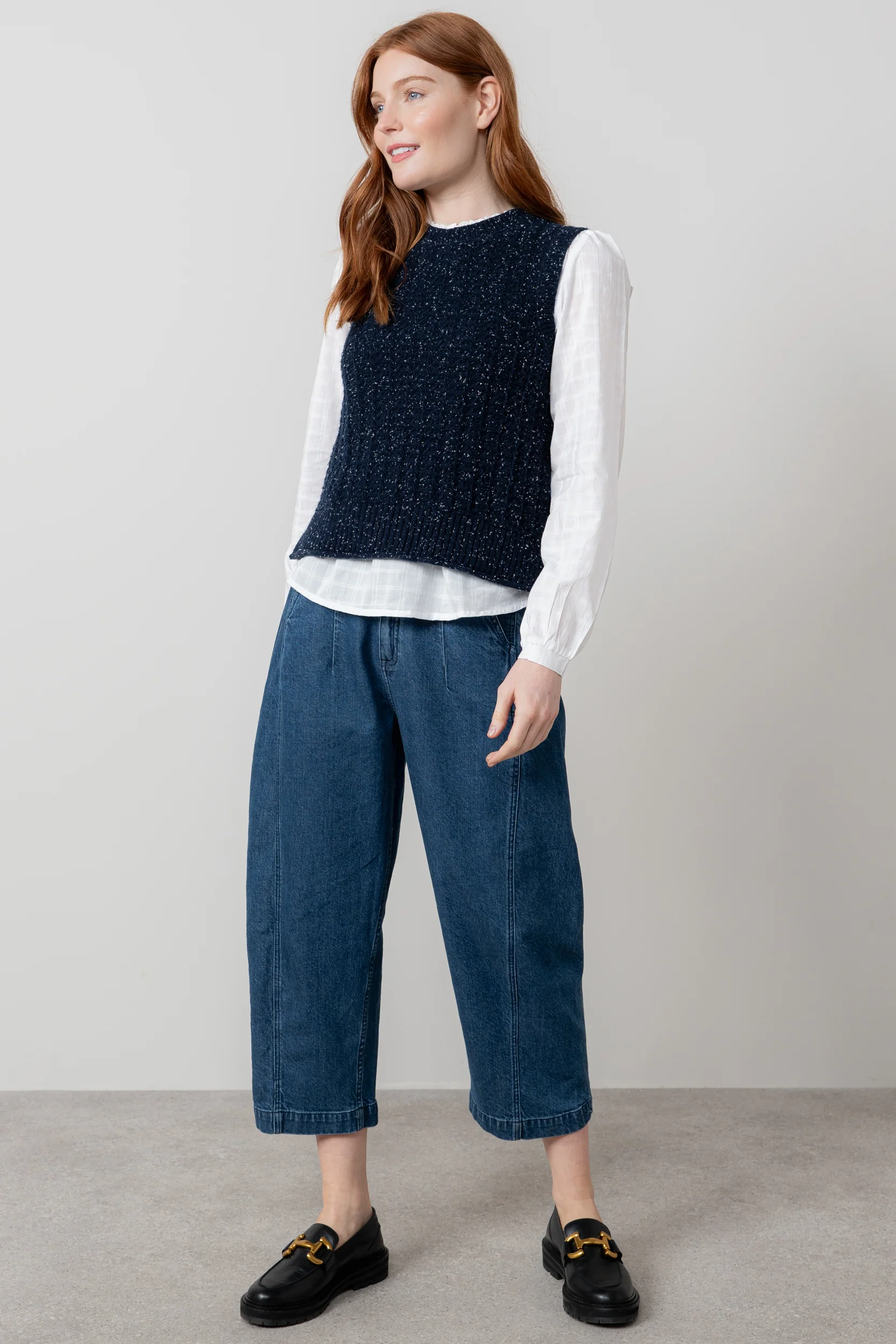 Eva Cotton Knit Tank Top Navy - Image 6