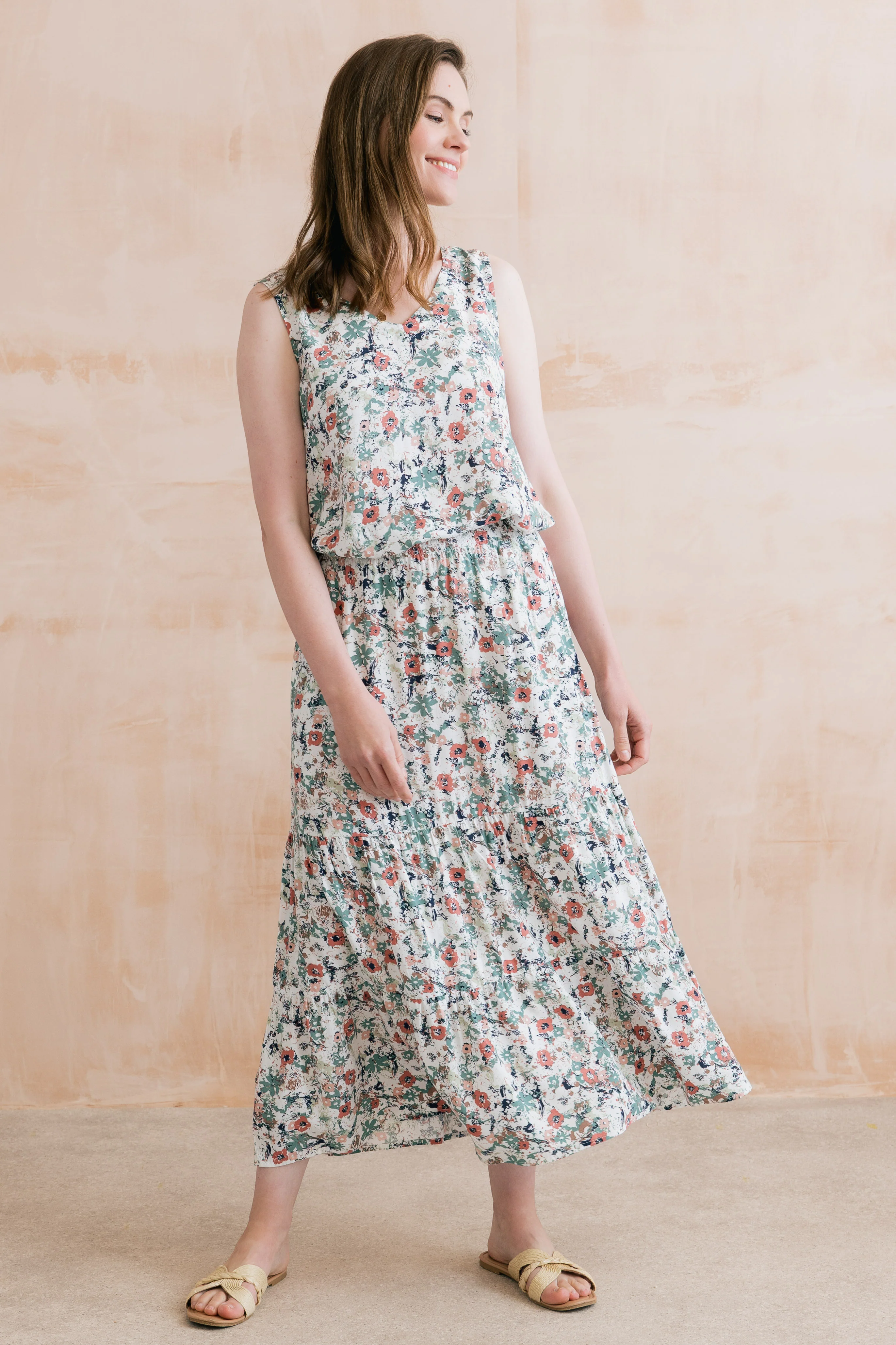 Evie Printed Midi Skirt Ecru - Image 3