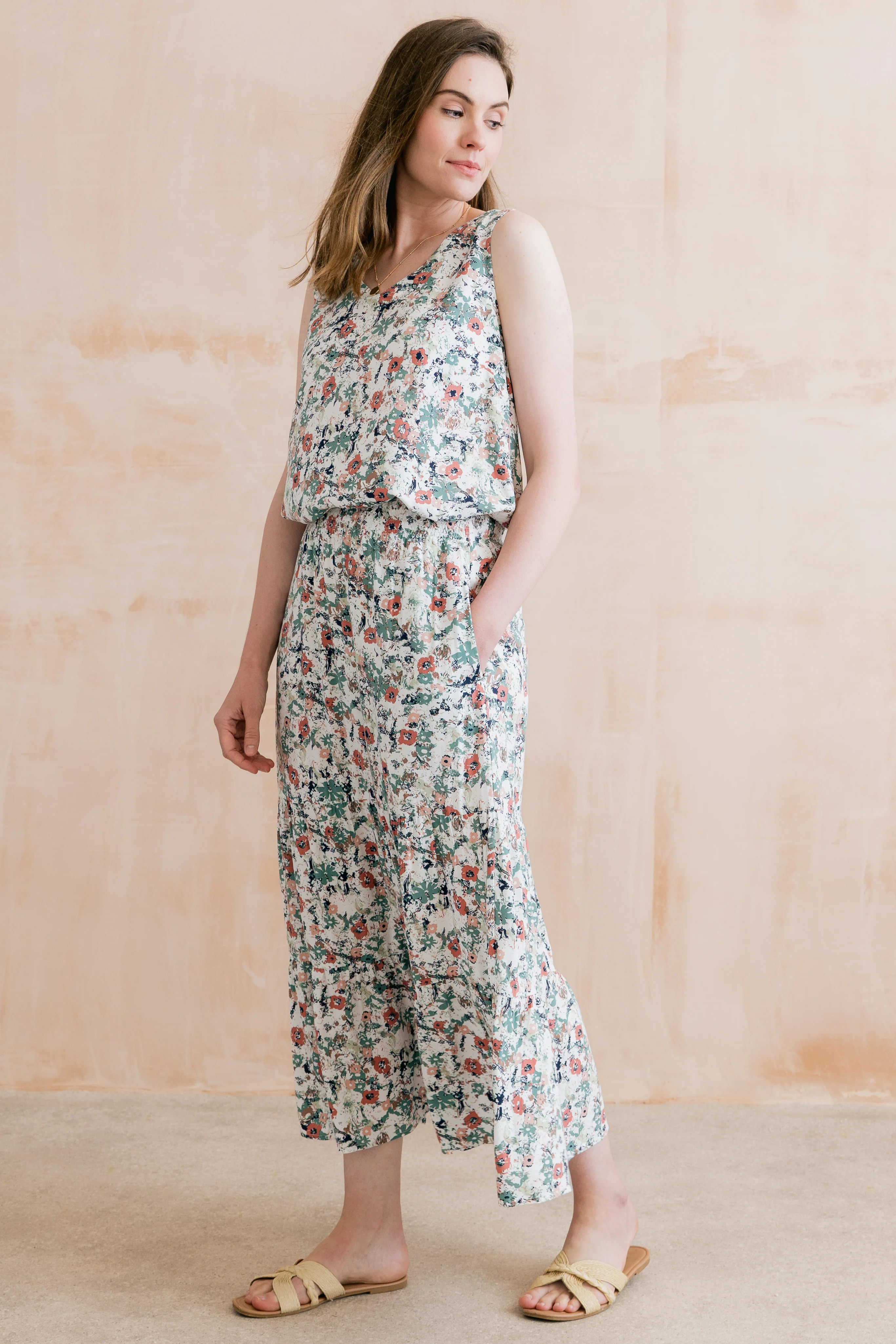 Evie Printed Midi Skirt Ecru - Image 4