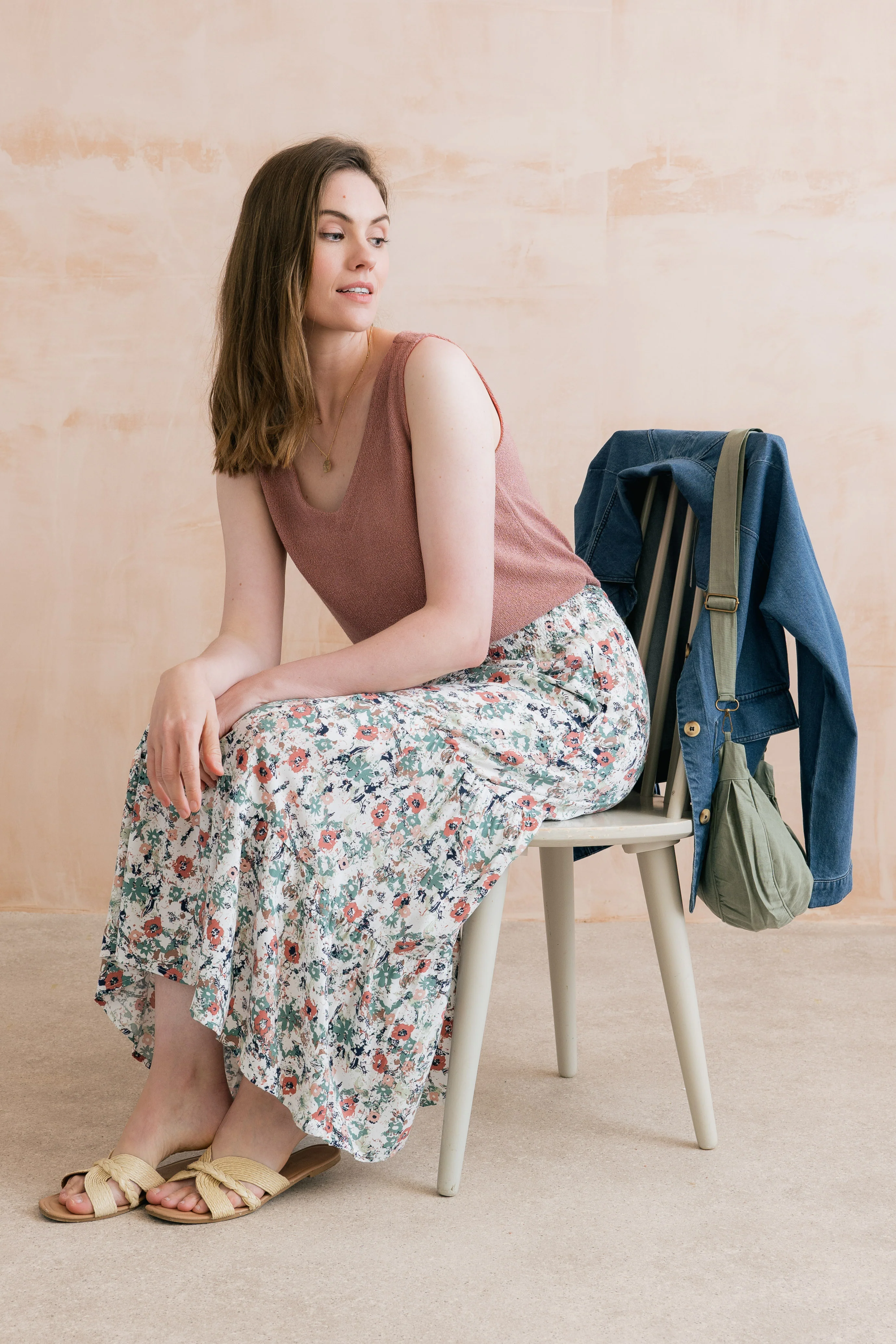 Evie Printed Midi Skirt Ecru - Image 5