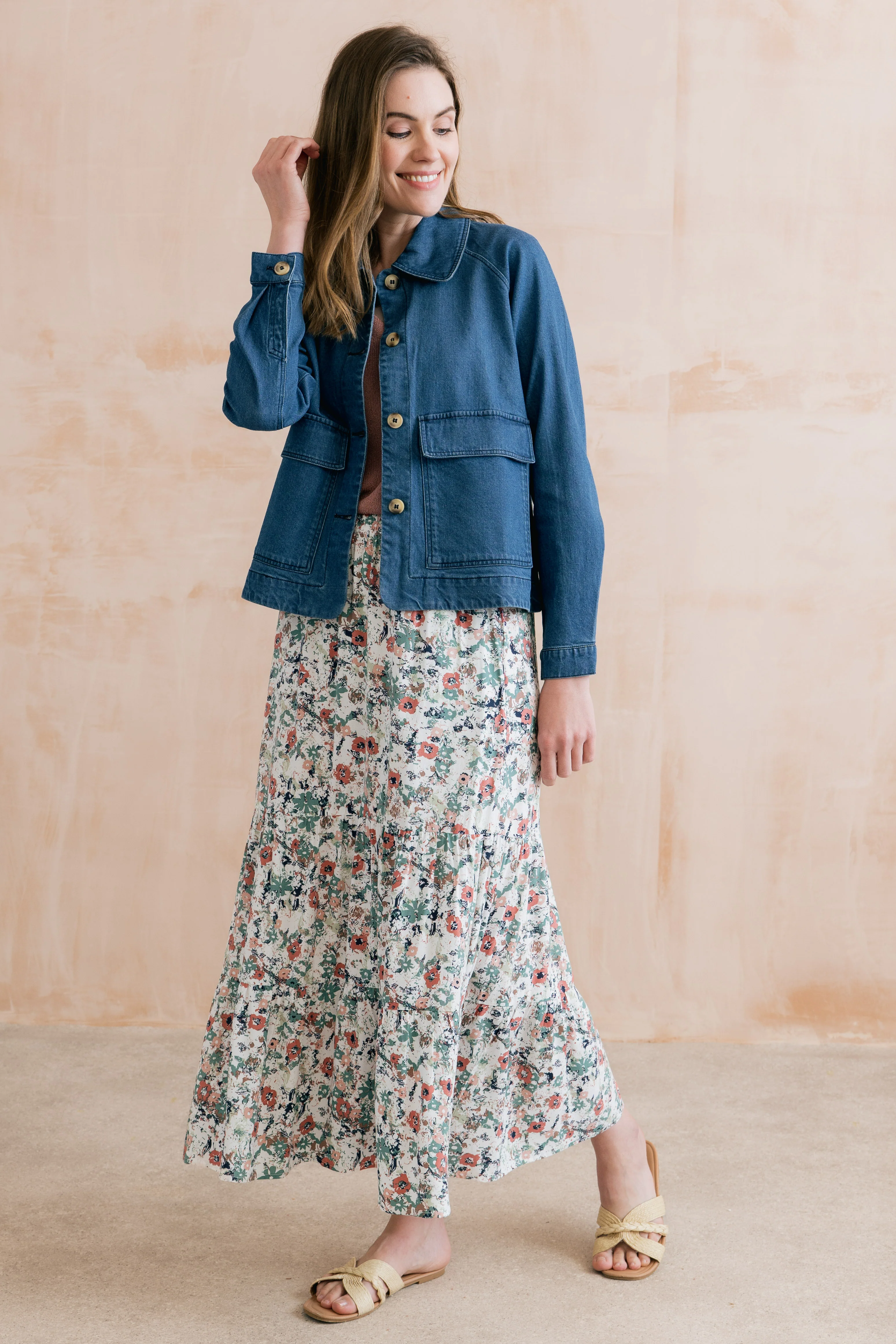 Evie Printed Midi Skirt Ecru - Image 7