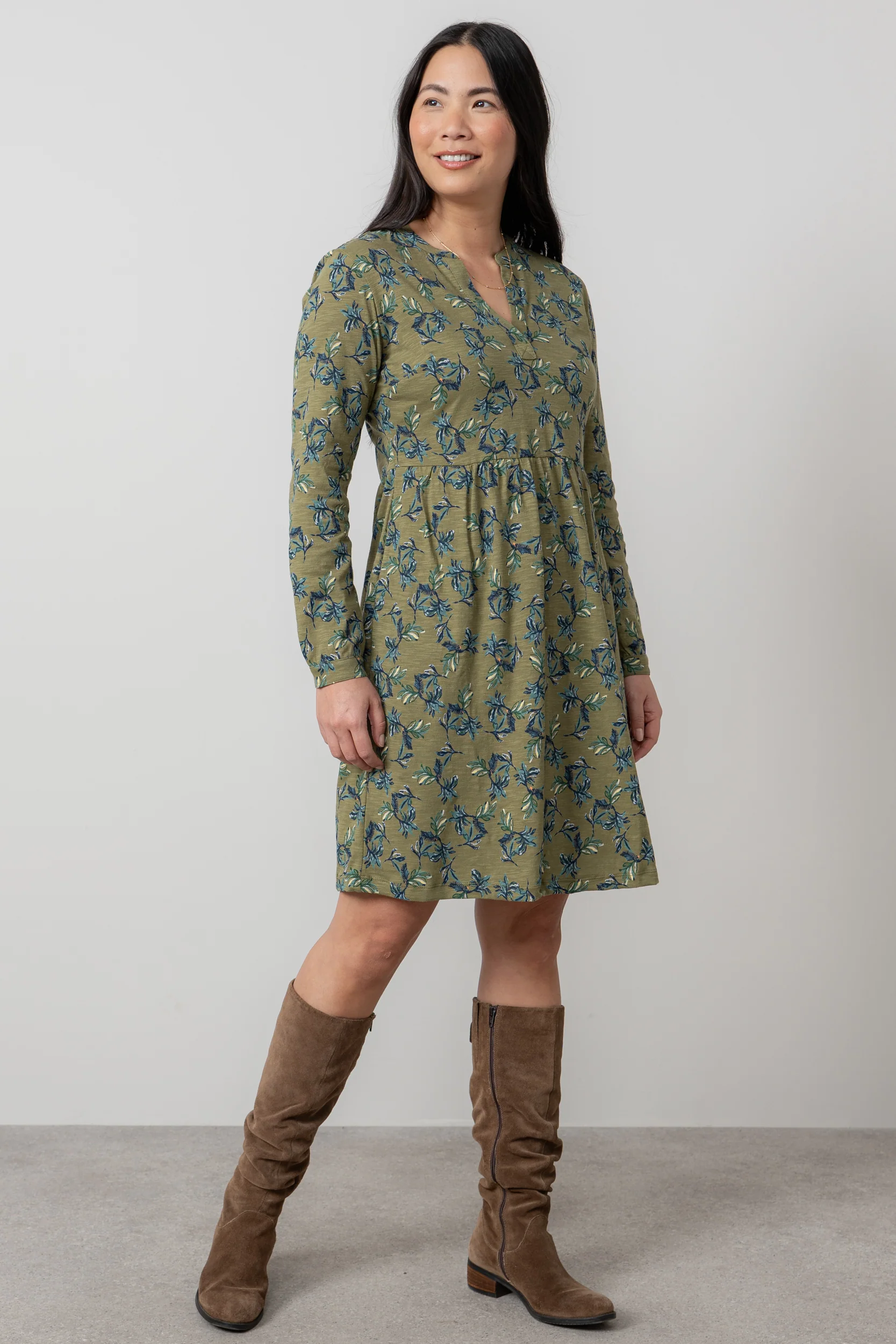 Fable Organic Cotton Jersey Dress Green - Image 2