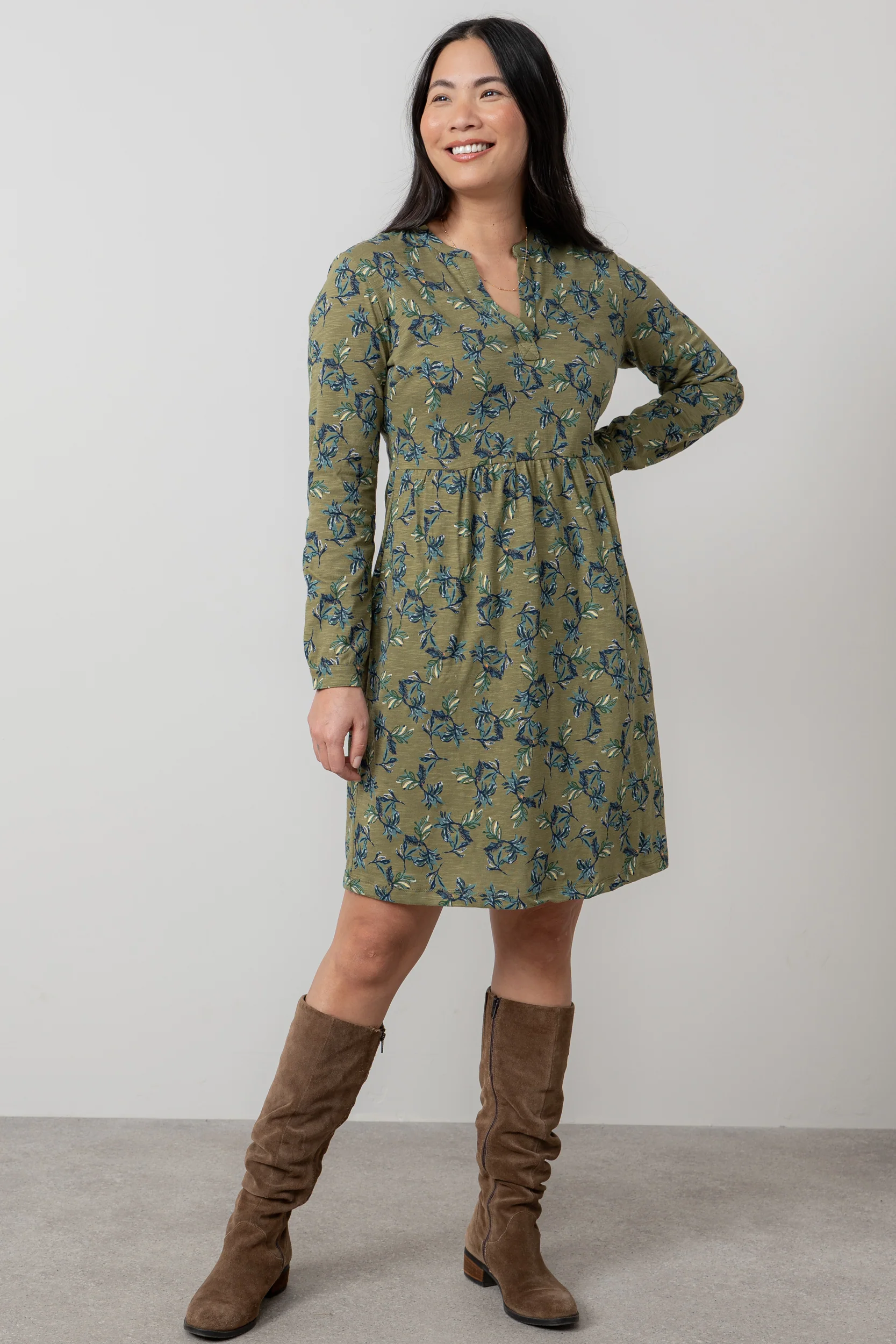 Fable Organic Cotton Jersey Dress Green - Image 5