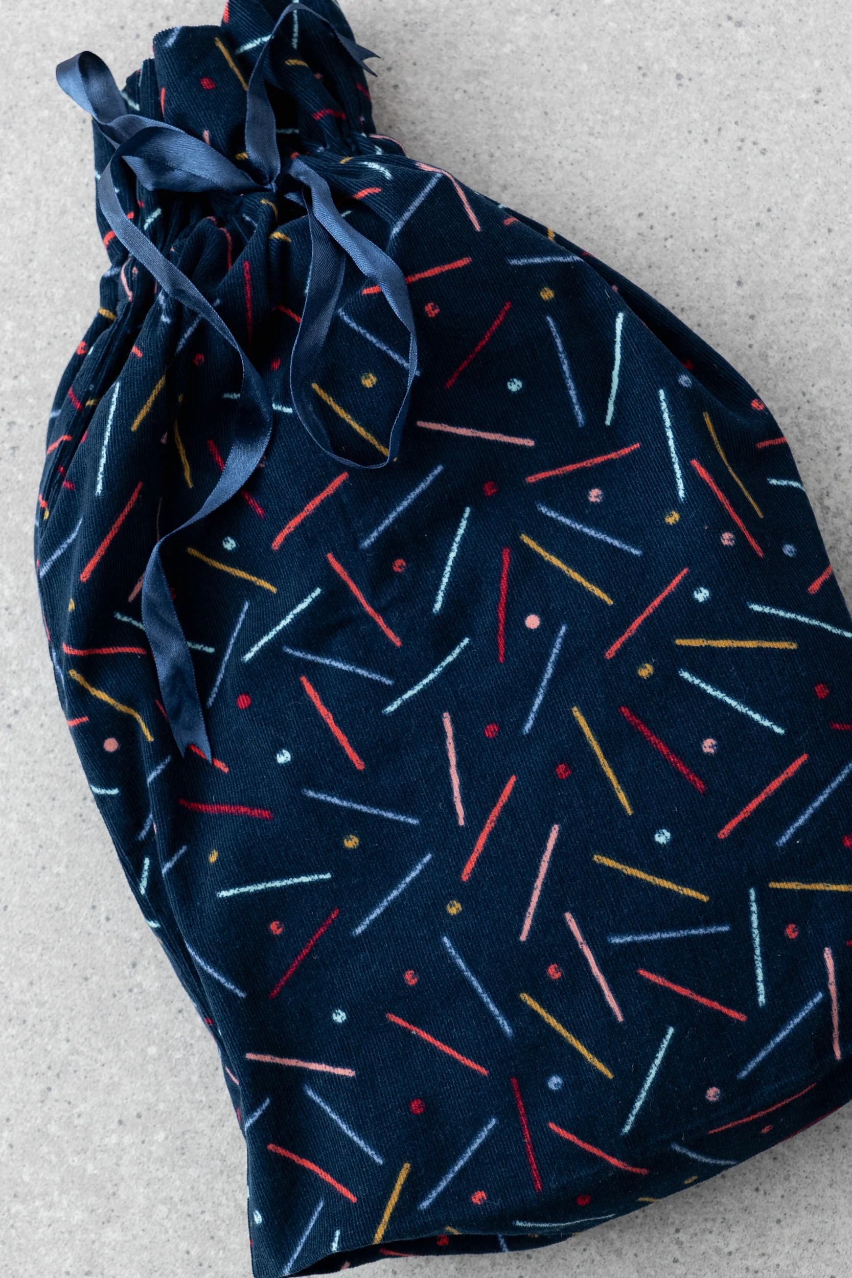 Fabric Gift Bag Crayon Print Navy - Image 3