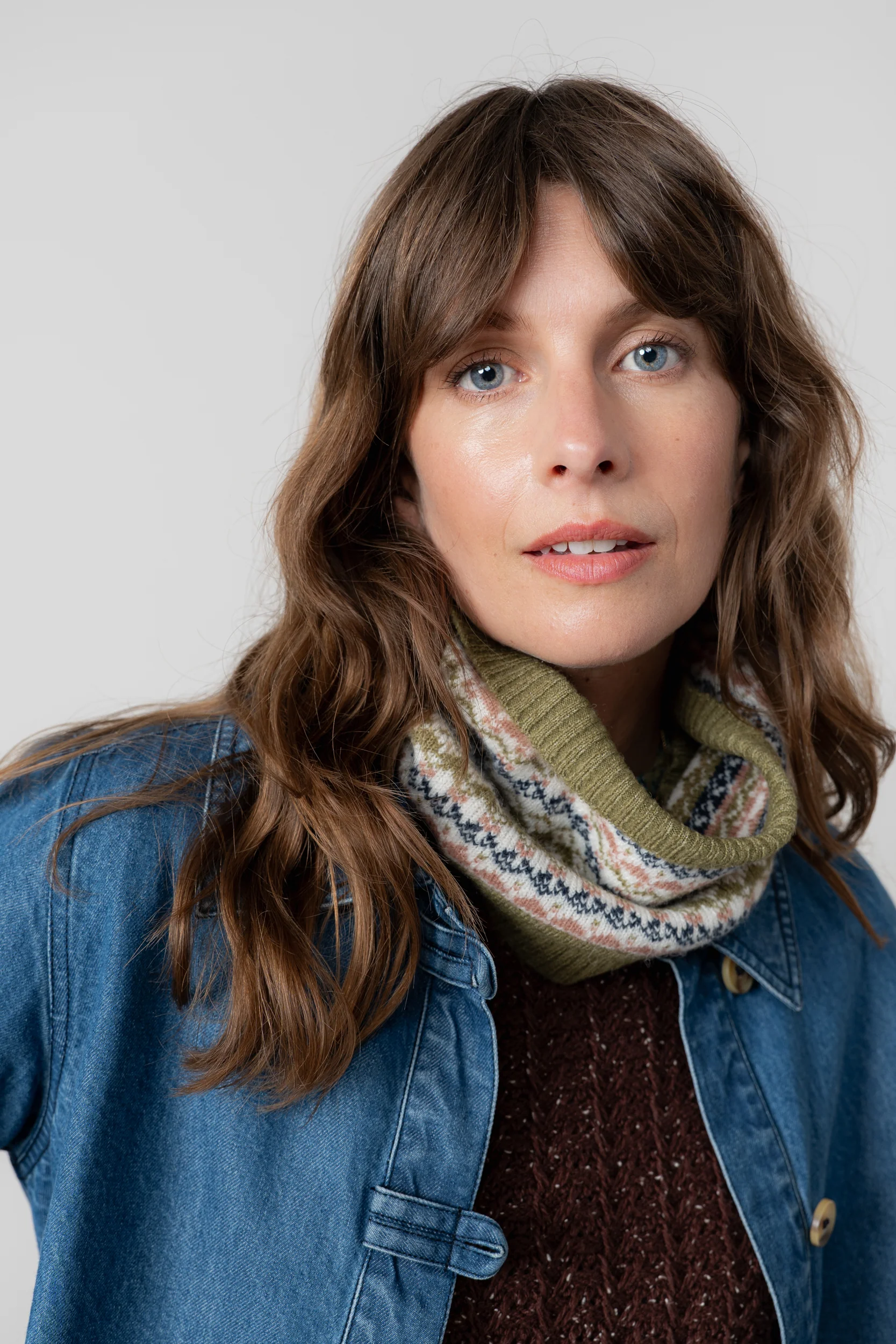 Fair Isle Knitted Snood Green - Image 4