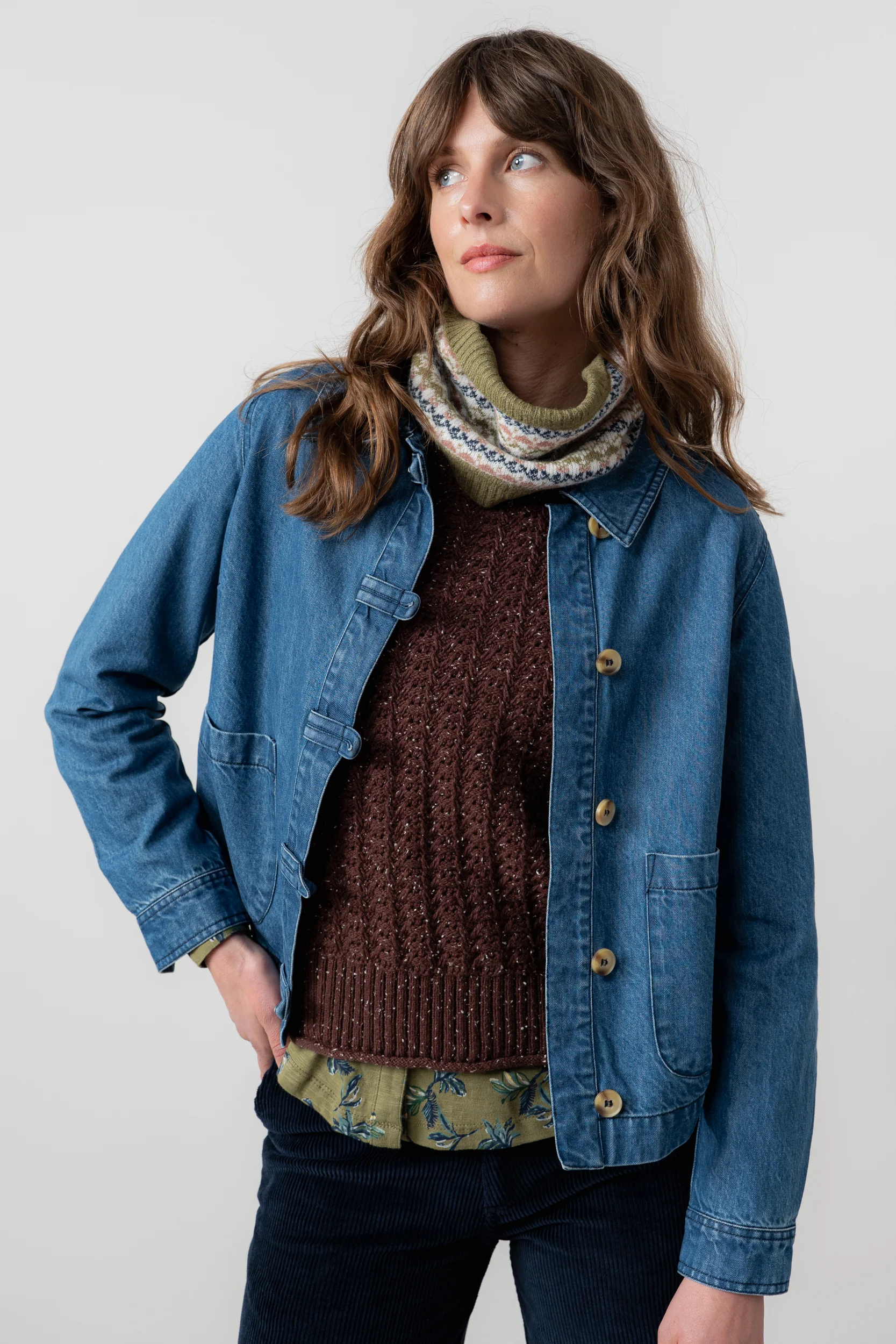 Fair Isle Knitted Snood Green - Image 6