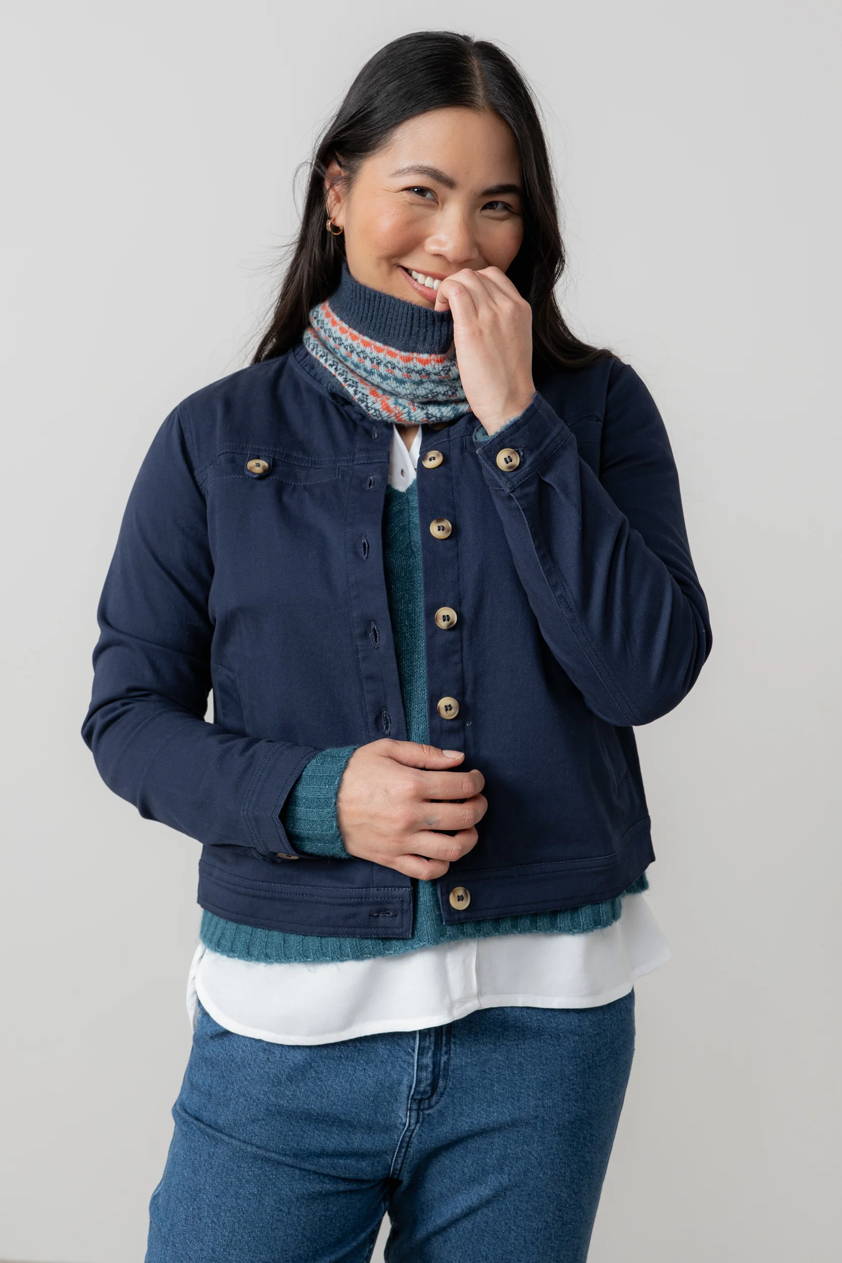 Fair Isle Knitted Snood Sea Mist - Image 4