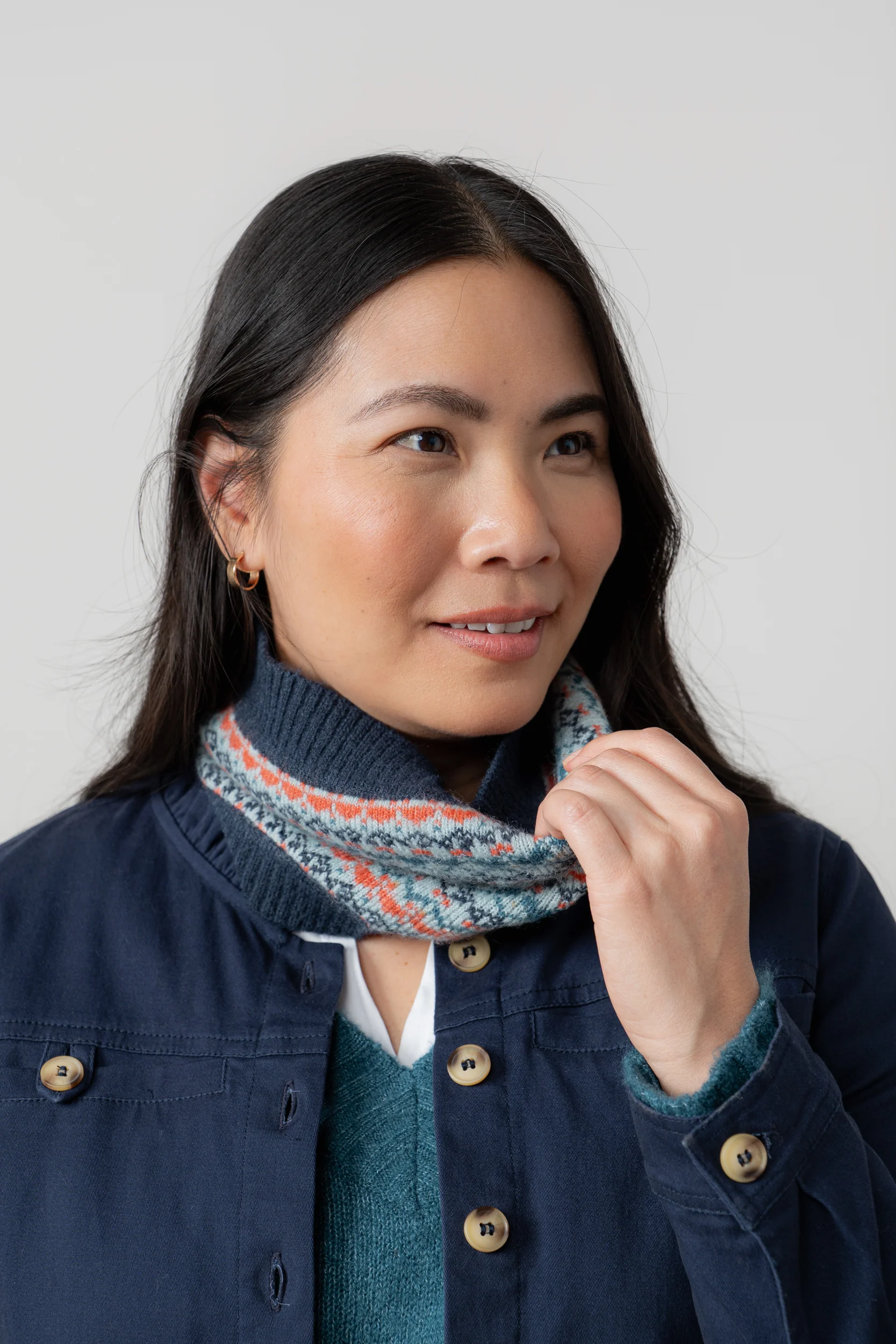 Fair Isle Knitted Snood Sea Mist - Image 5