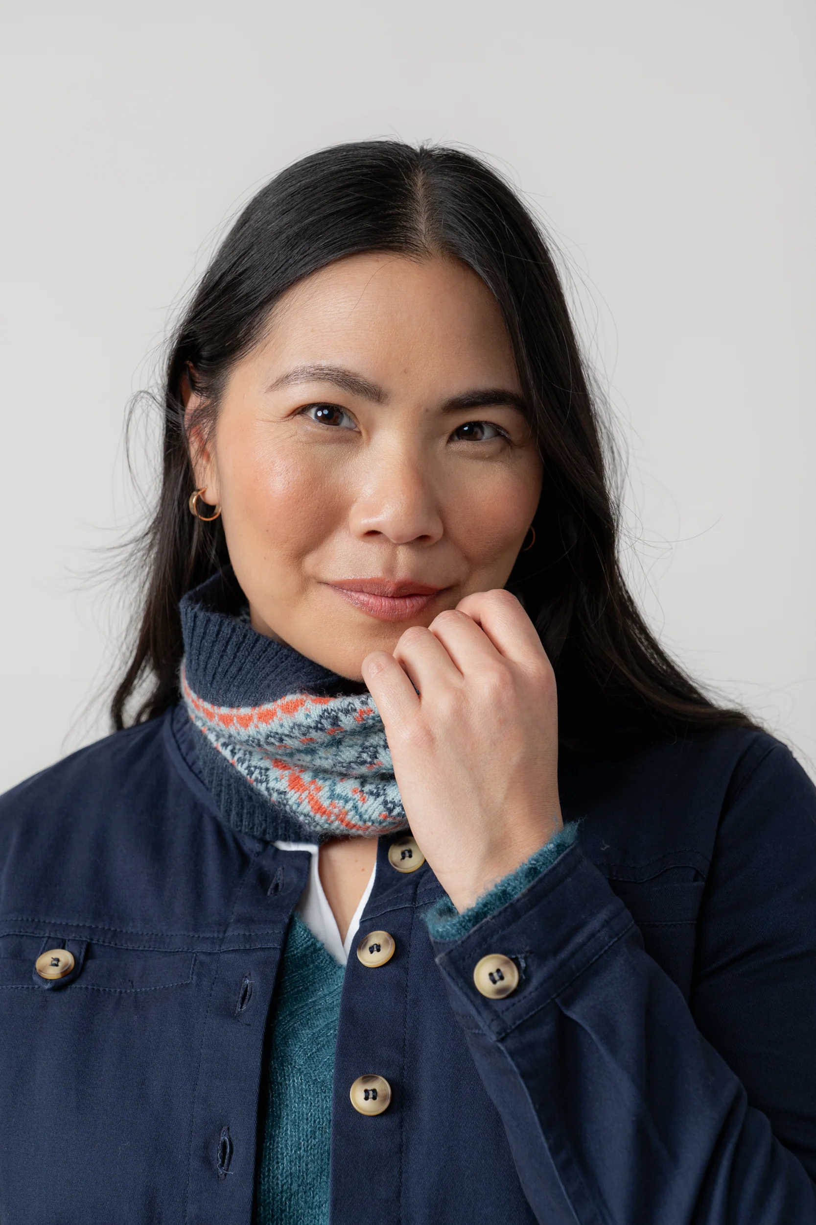 Fair Isle Knitted Snood Sea Mist - Image 6