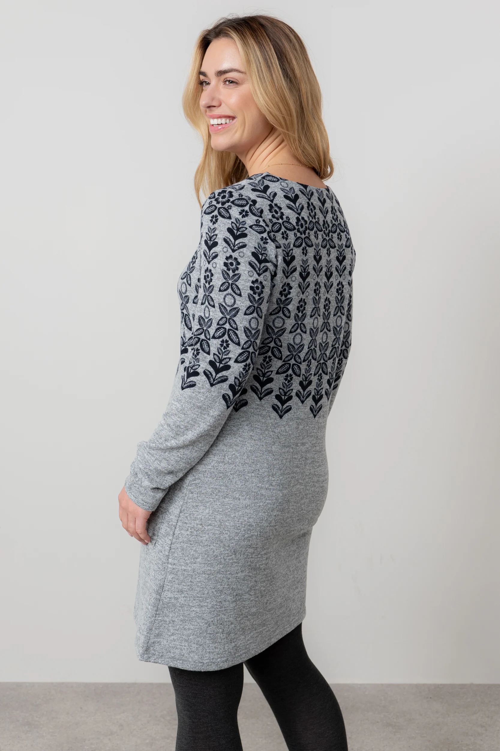Fair Isle Print Swing Dress Grey - Image 4