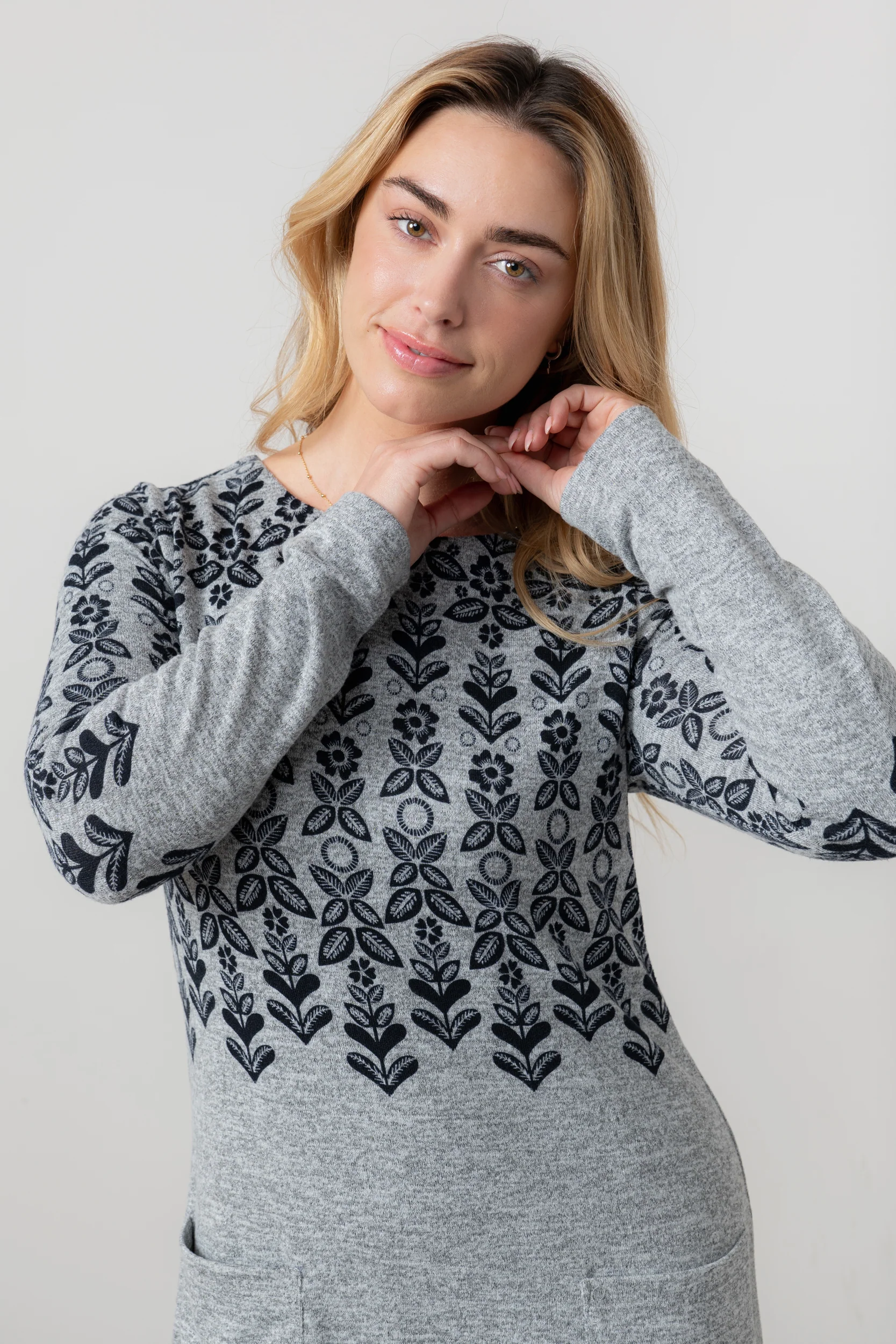 Fair Isle Print Swing Dress Grey - Image 5
